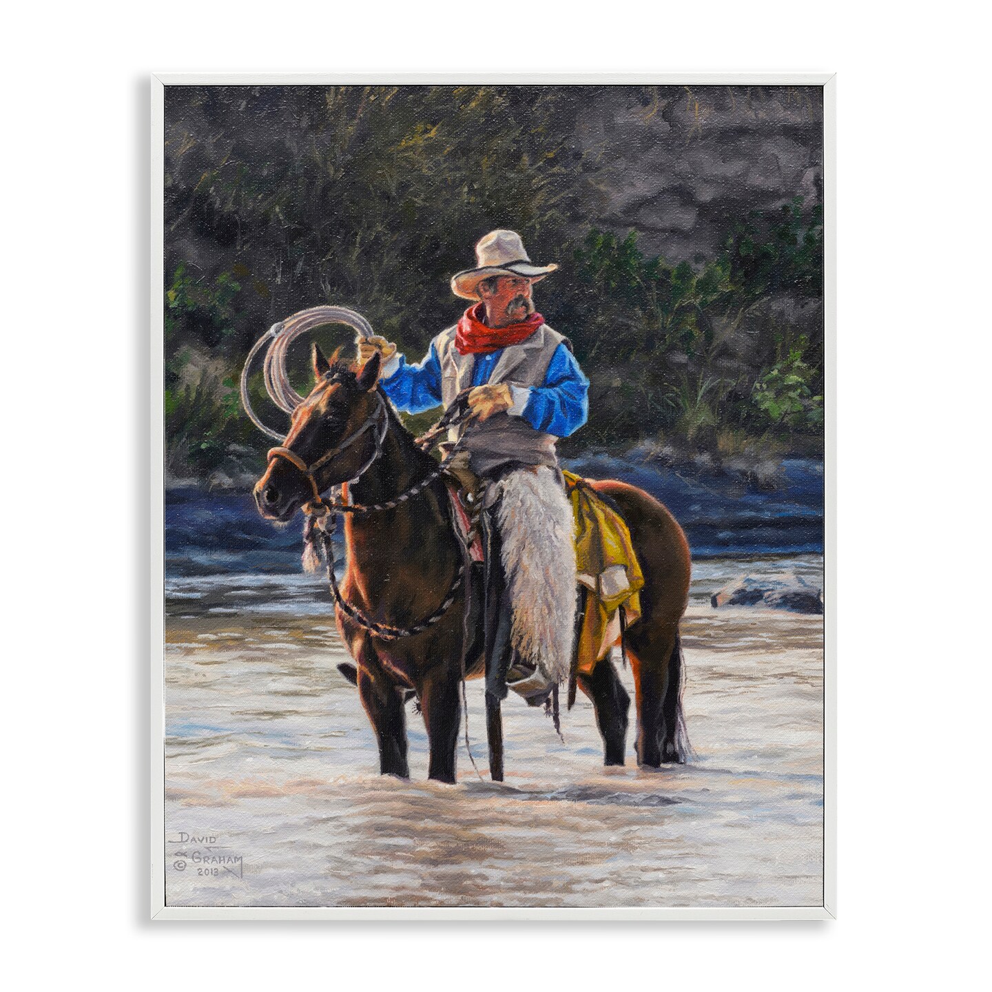 Stupell Industries Cowboy & River Passage Framed Giclee Wall Art Design by David Graham
