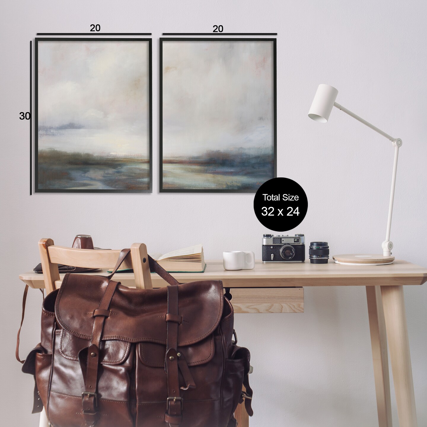 Stupell Industries Moody Clouds Landscape 2 pc Framed Giclee Wall Art Set Design by Simon Addyman