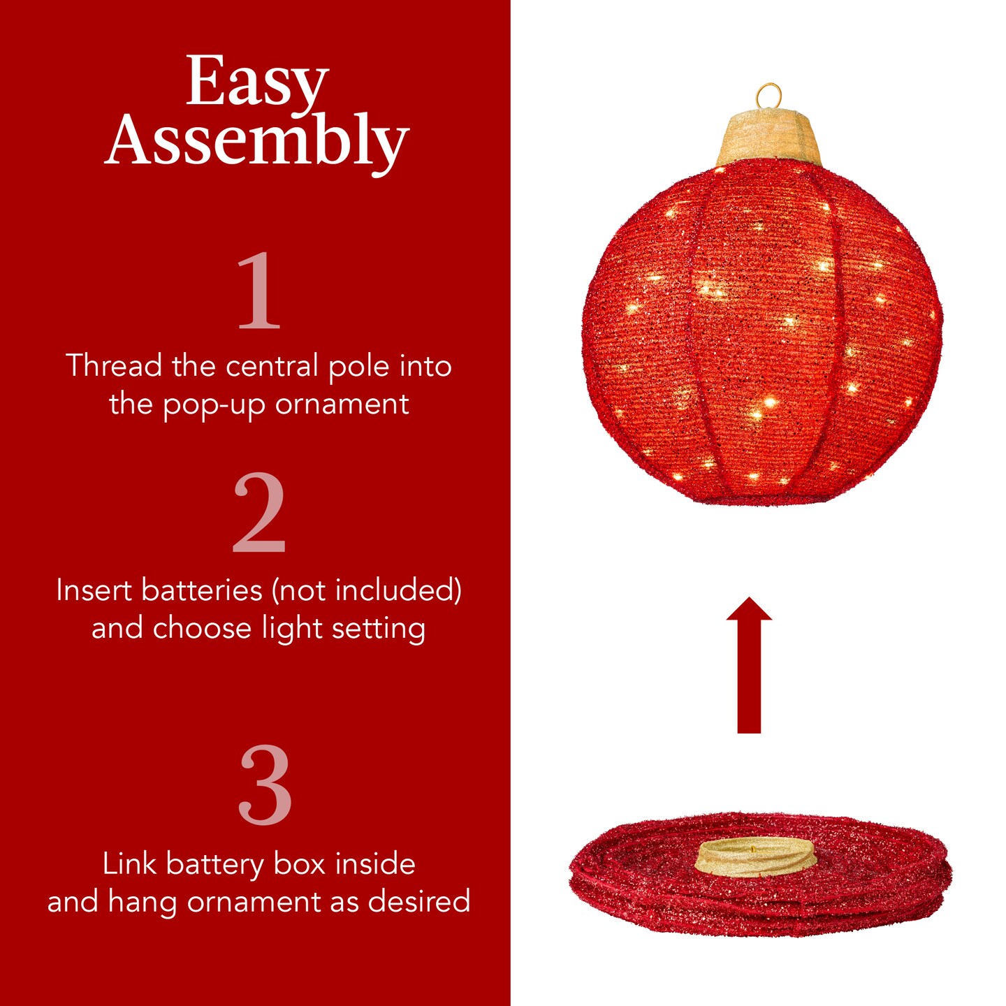 Best Choice Products 3-Piece Hanging Pop-Up Outdoor Christmas Ornaments, LED Lights, 8 Light Functions
