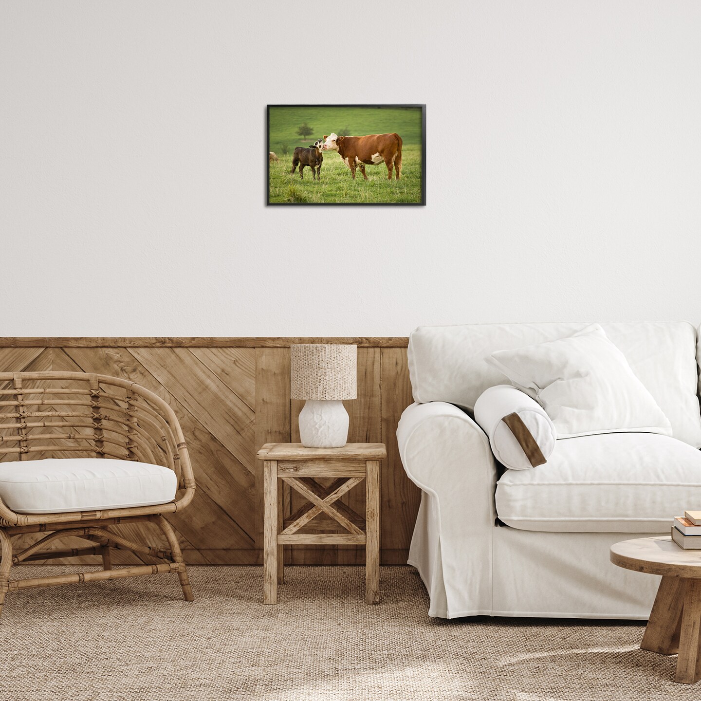 Stupell Industries Cow & Calf Preening Framed Giclee Wall Art Design by Marty Hulsebos