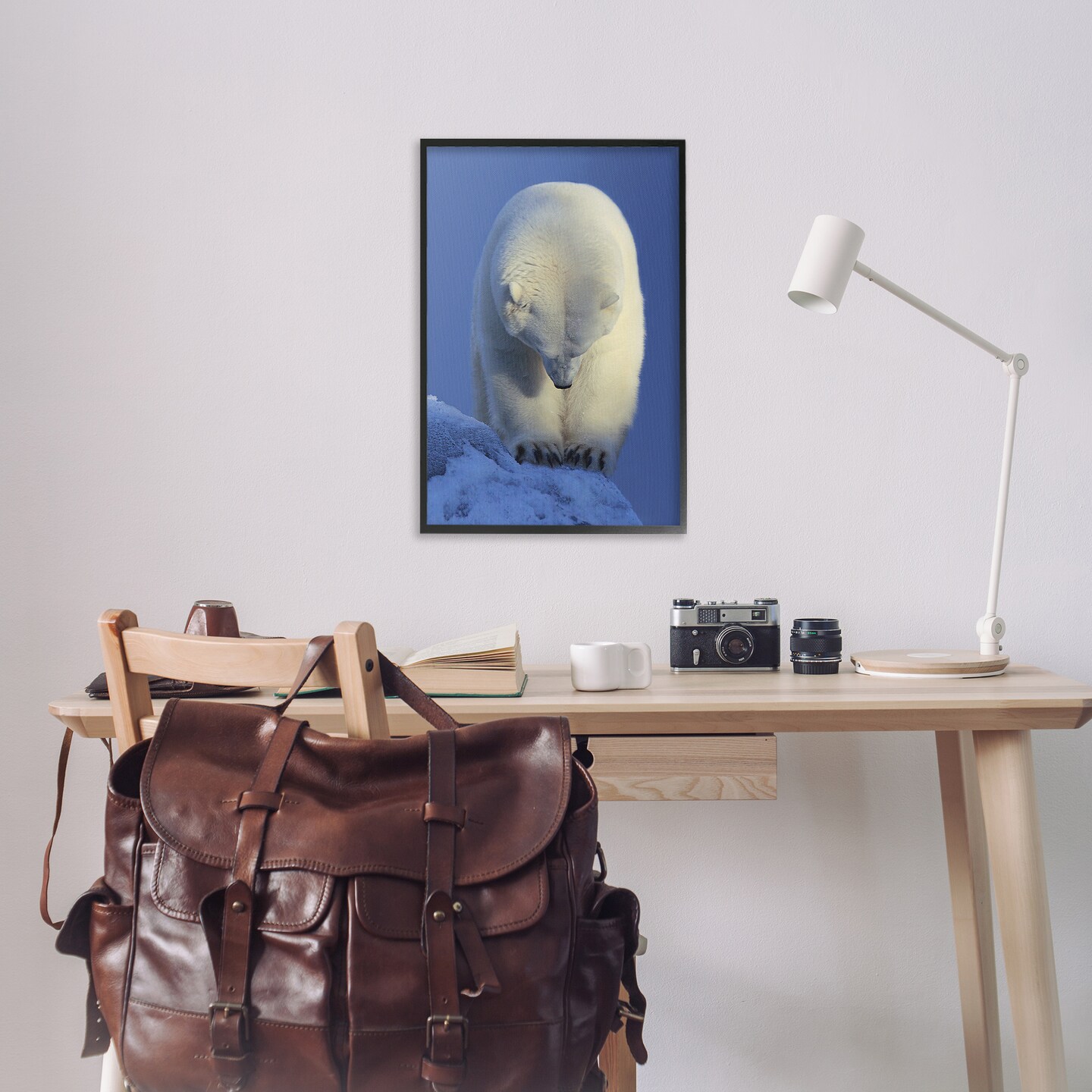 Stupell Industries Contemplation Polar Bear Framed Giclee Wall Art Design by Shane Lamb