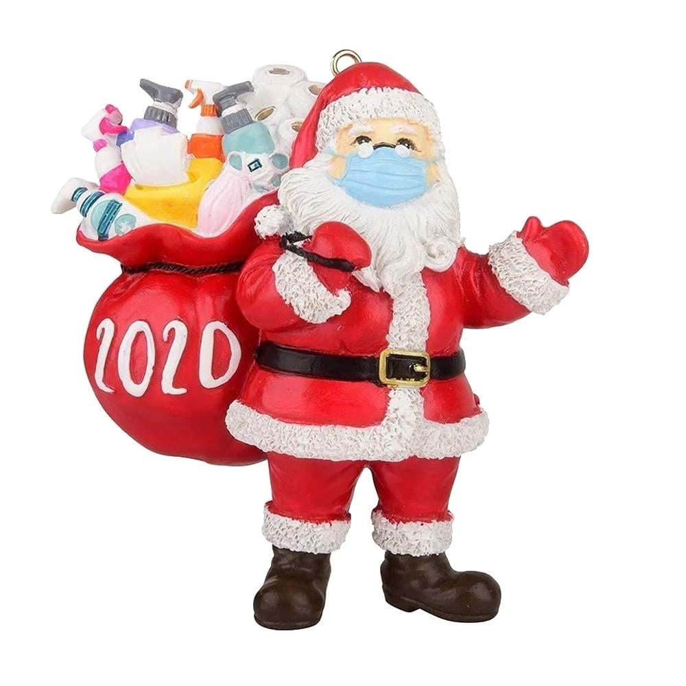 2020 Quarantine Survivor Santa Claus Christmas Ornaments Wearing Mask And Carrying All Essentials