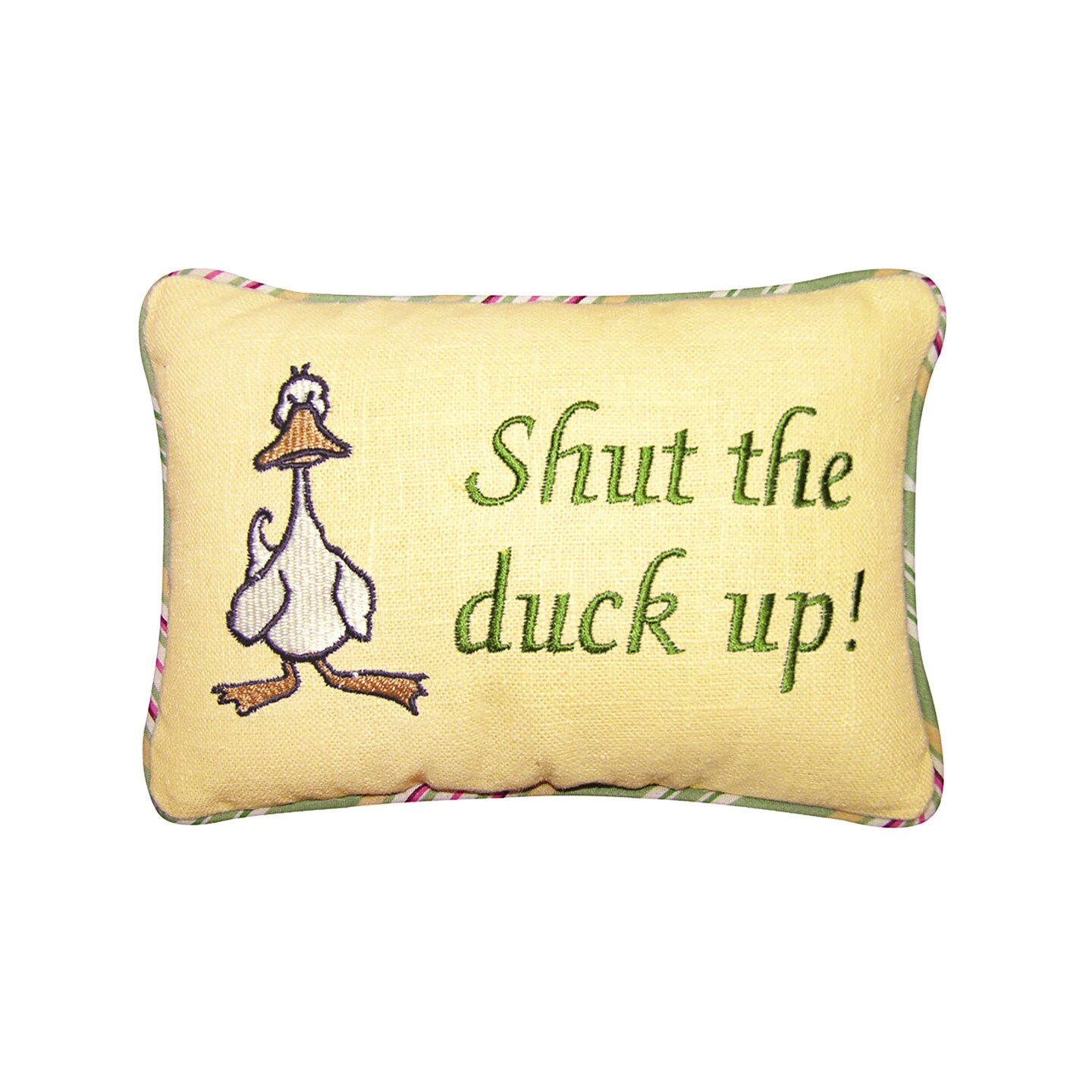 Funny Humor "Shut The Duck Up" Embroidered Mini Accent Pillow, 6" x 9"