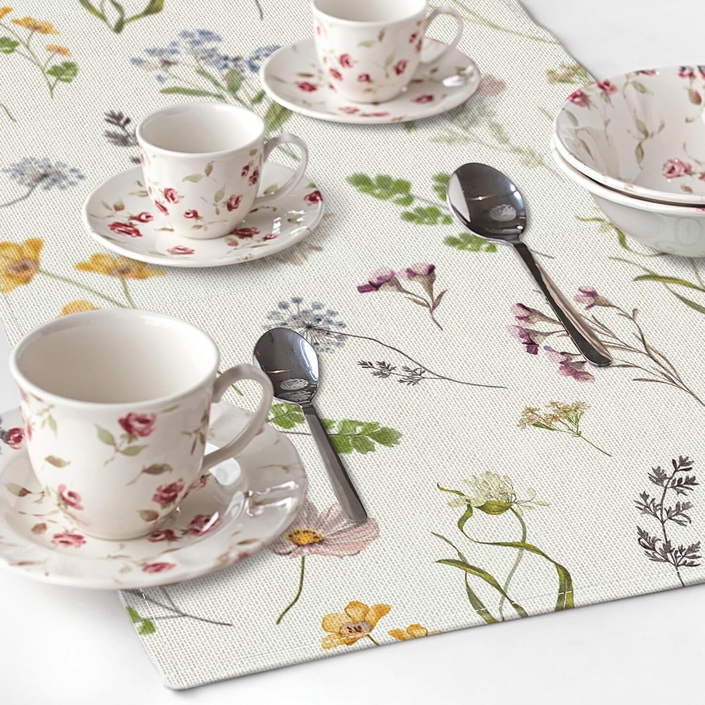 Floral Table Runner - Wildflower Spring Runner 72 Inches Long - Elegant Farmhouse, Dining, Coffee Table Decor - Perfect for Spring, Easter, Party Decorations for Home