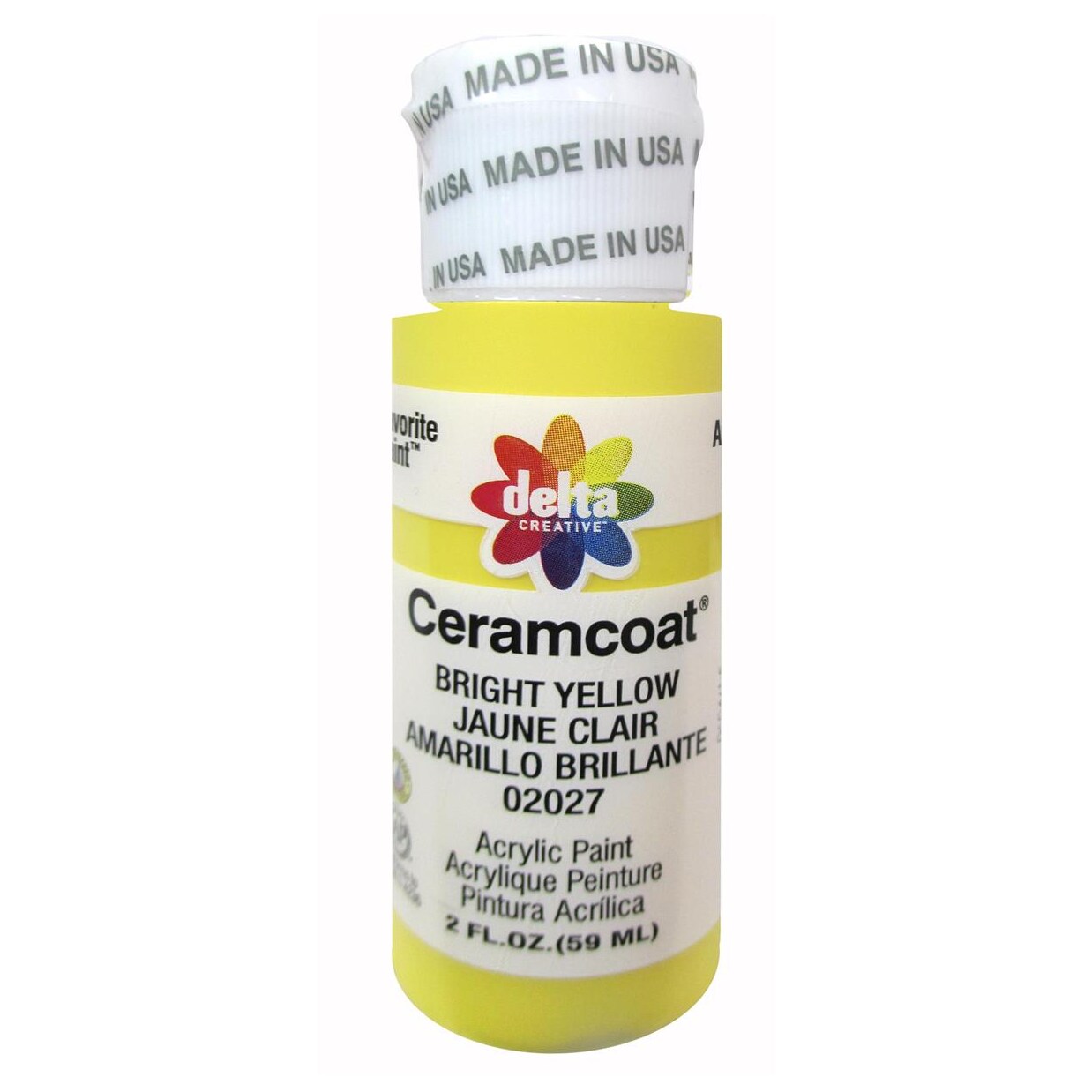 Delta Ceramcoat Acrylic Paint 2oz Bright Yellow – Multi-Surface Craft & Wood Paint for Painting Supplies, Canvas, DIY Projects, Artists & Hobbyists