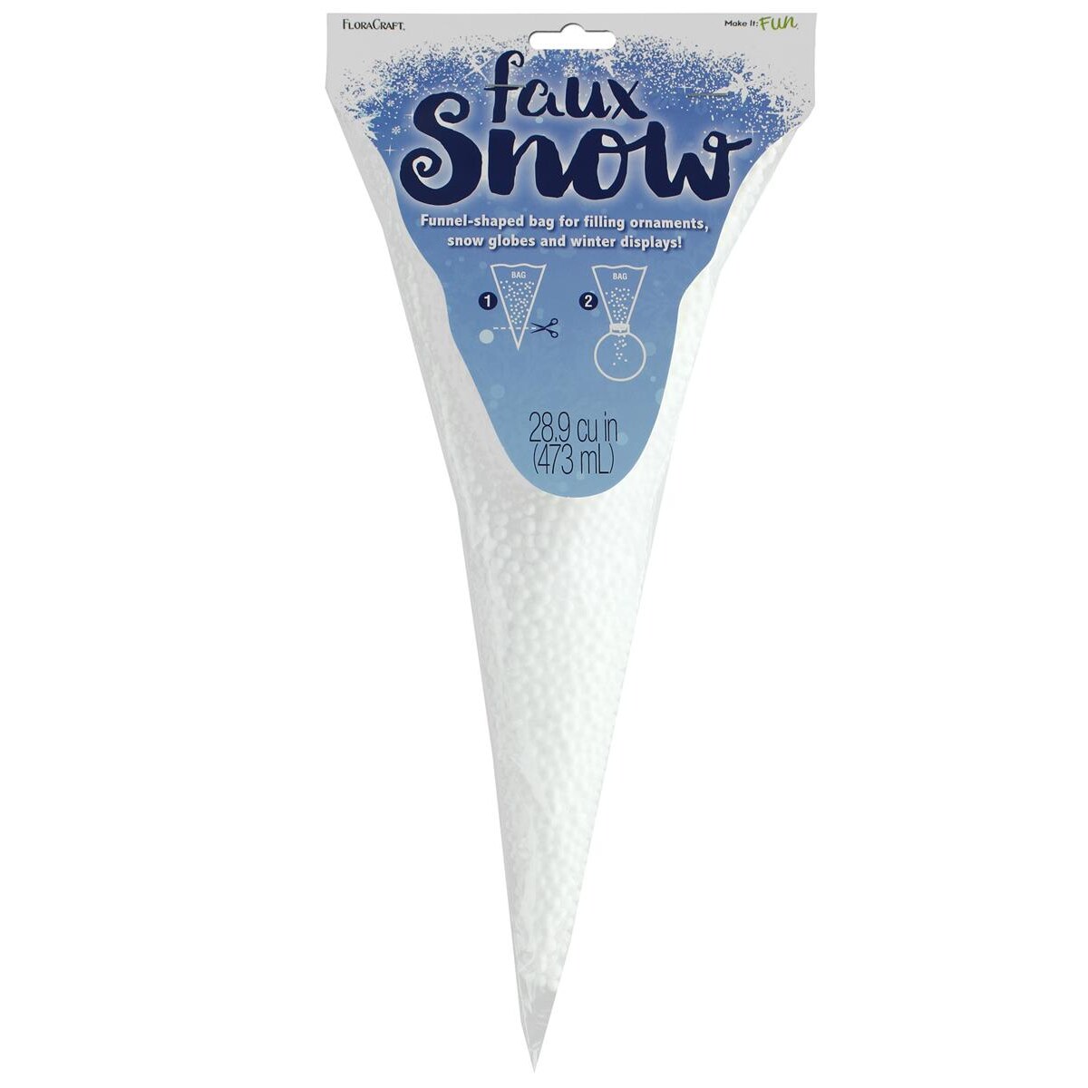 FloraCraft Faux Snow 5mm Pellet 473ml, Slime Foam, Polystyrene Beads, Mini Styrofoam Balls, Slime Fillers, Craft Beads for DIY, Snow Effects, Holiday Crafts