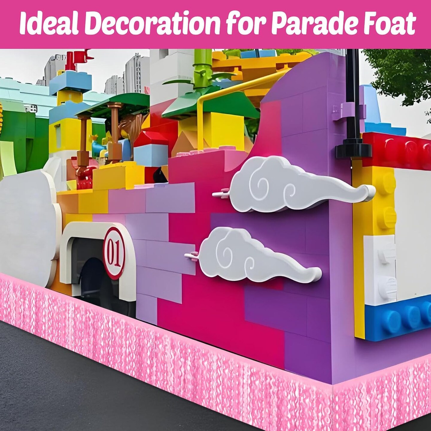 6-Pack 10 ft Macaron Pink Foil Fringe Garland – Metallic Tinsel Party Decor