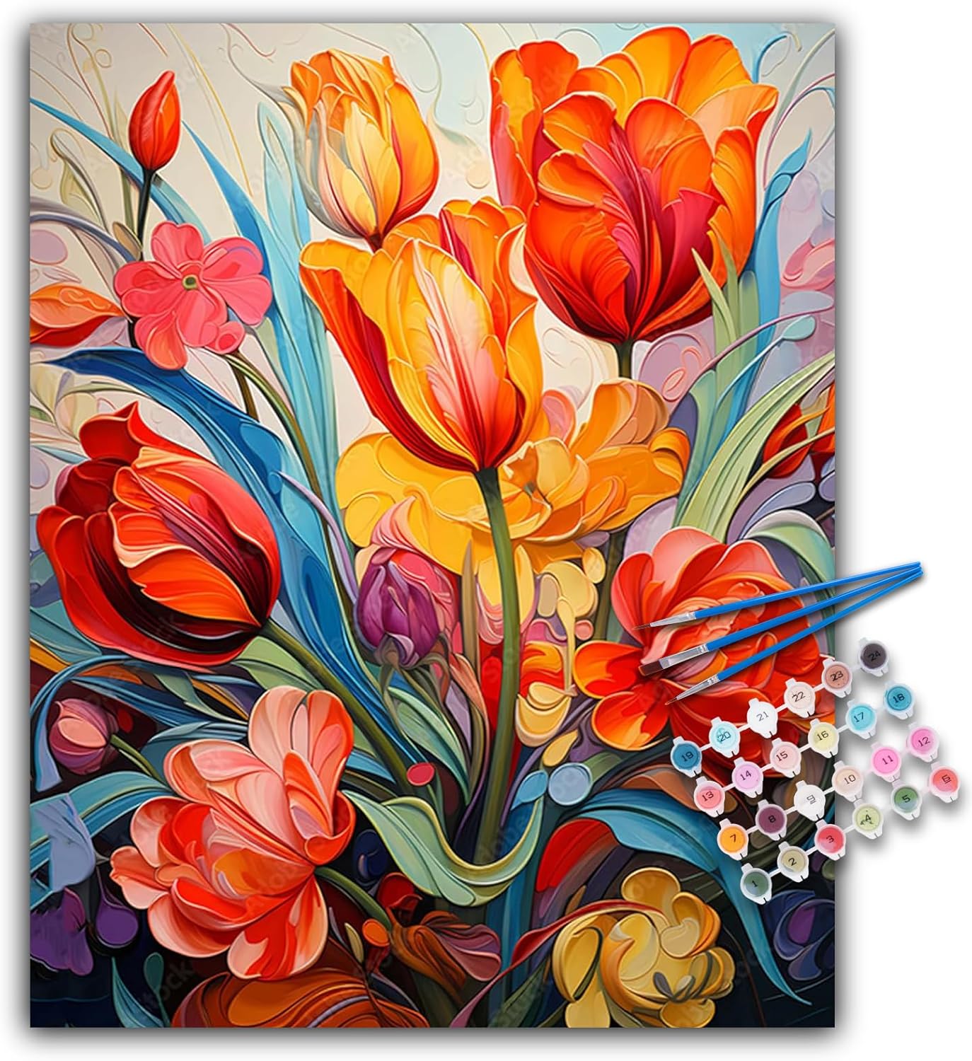 Paint by Numbers Kit for Adults- Flowers Adult Paint