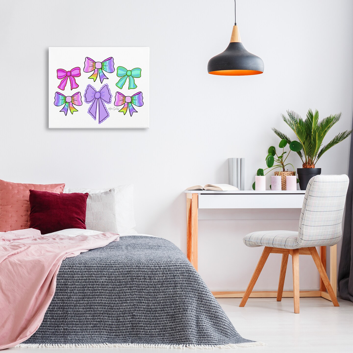Stupell Industries Playful Bowtastic Ribbons Canvas Design by Katie Conley