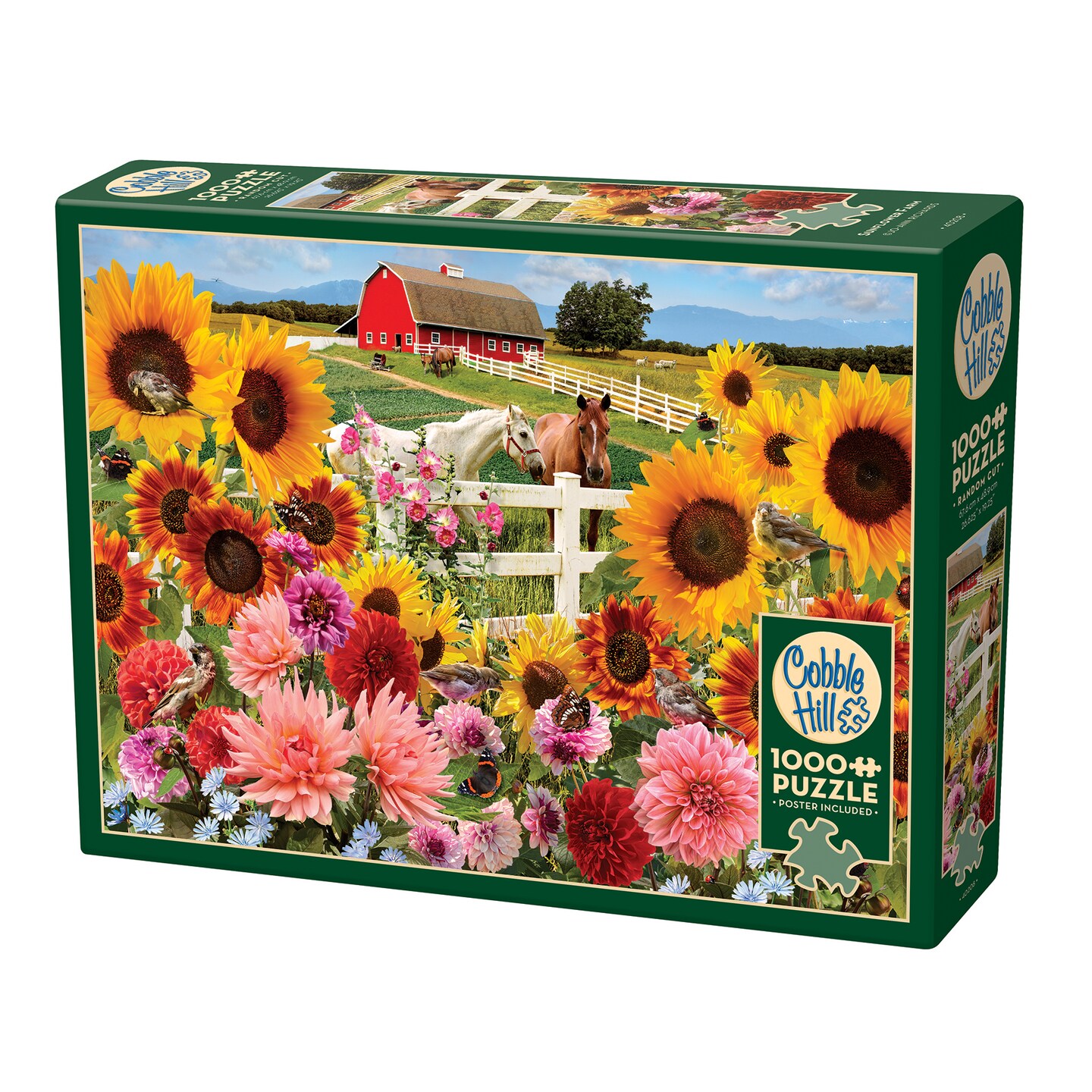 Cobble Hill 1000 Piece Puzzle: Sunflower Farm -Reference Poster Included, High Quality Jigsaw, Earth Friendly Materials