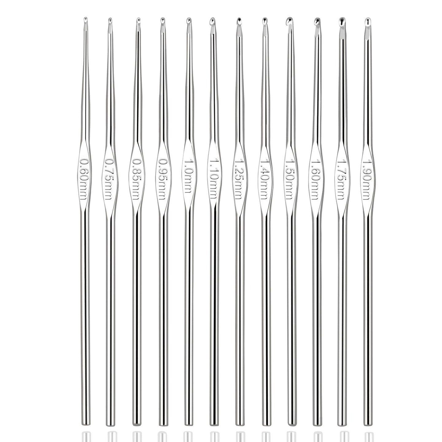 Small Size Crochet Hook Stainless Steel Crochet Needles QLRFFLJOY 12 pcs Metal Crochet Hooks (0.6mm - 1.9mm) Embroidery Thread Knitting Weaving Tool DIY Lace Yarn Crochet Needle