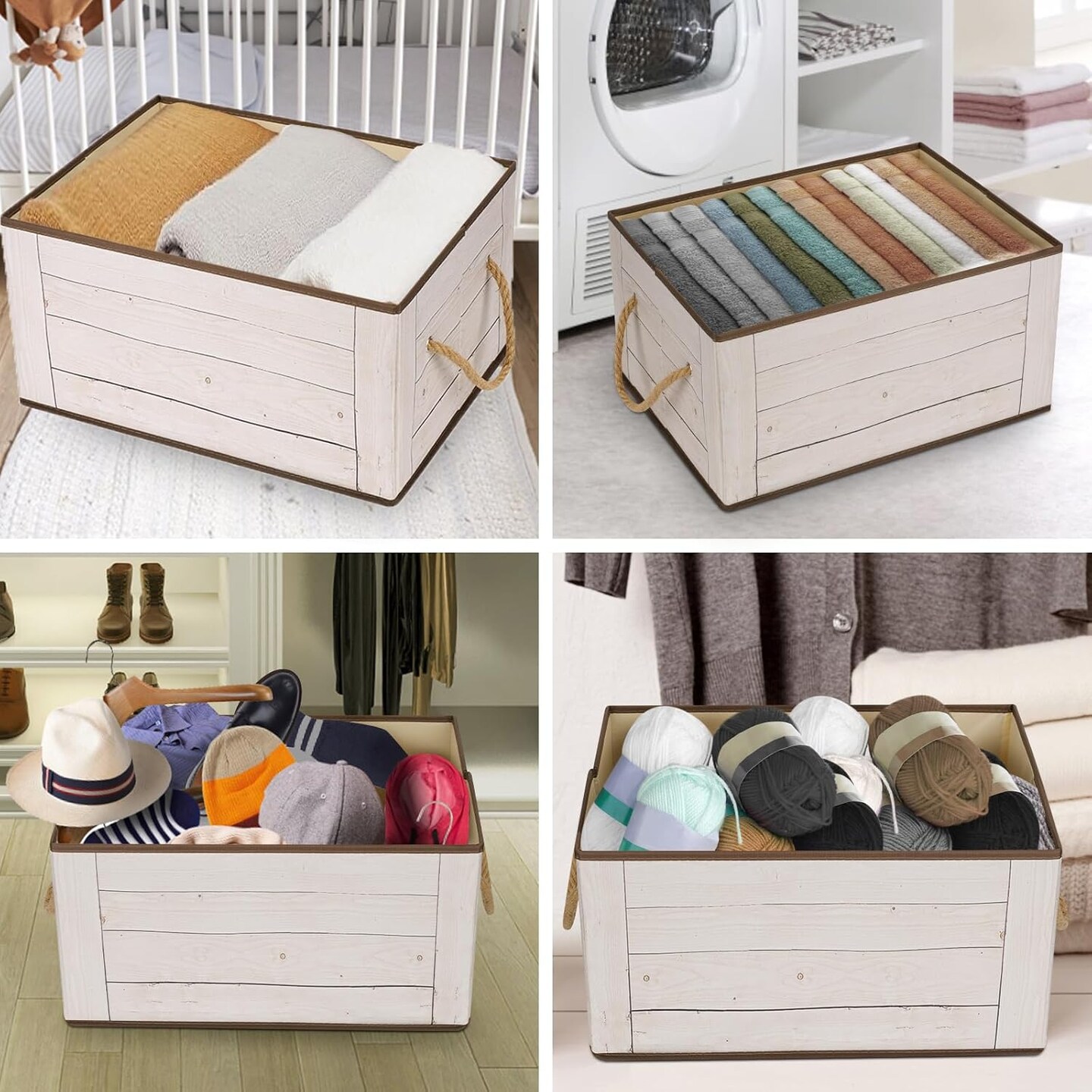Decorative Keepsake Storage Box with Lid and Handles – L15.7 x W11.8 x H7.9 Inches, Not Made of Wood