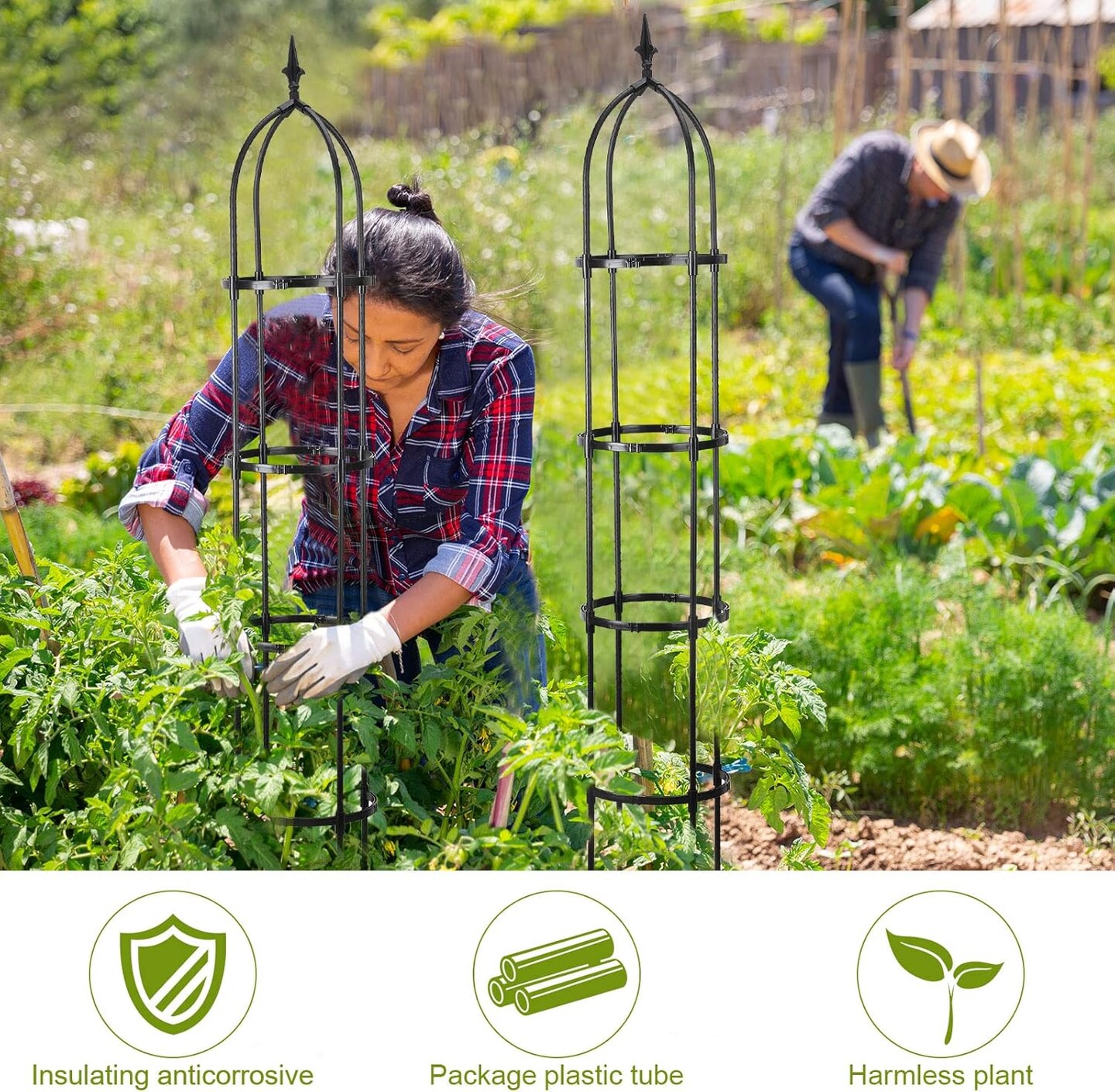 4 Pack 6 ft Garden Obelisk Trellis for Climbing Plants