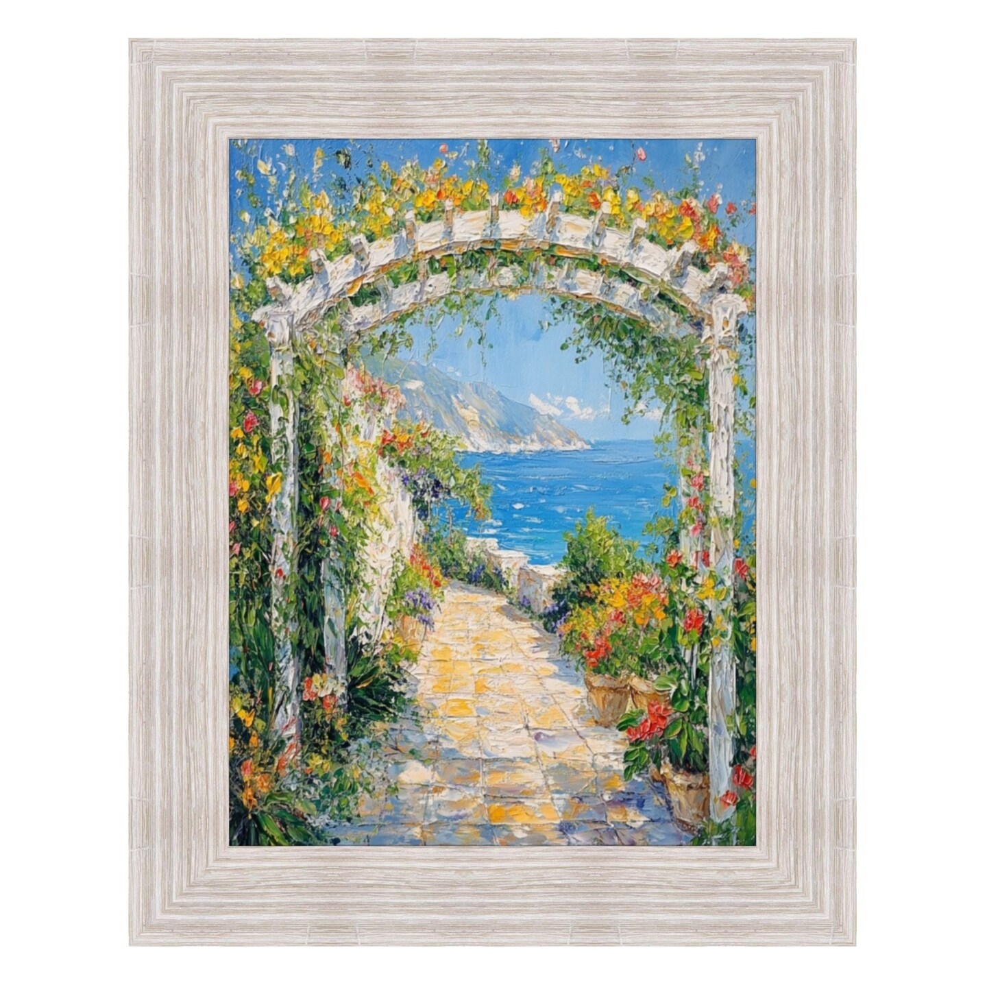 Wide Rustic Wood Grain White Wash Picture Frame 24x36 frame