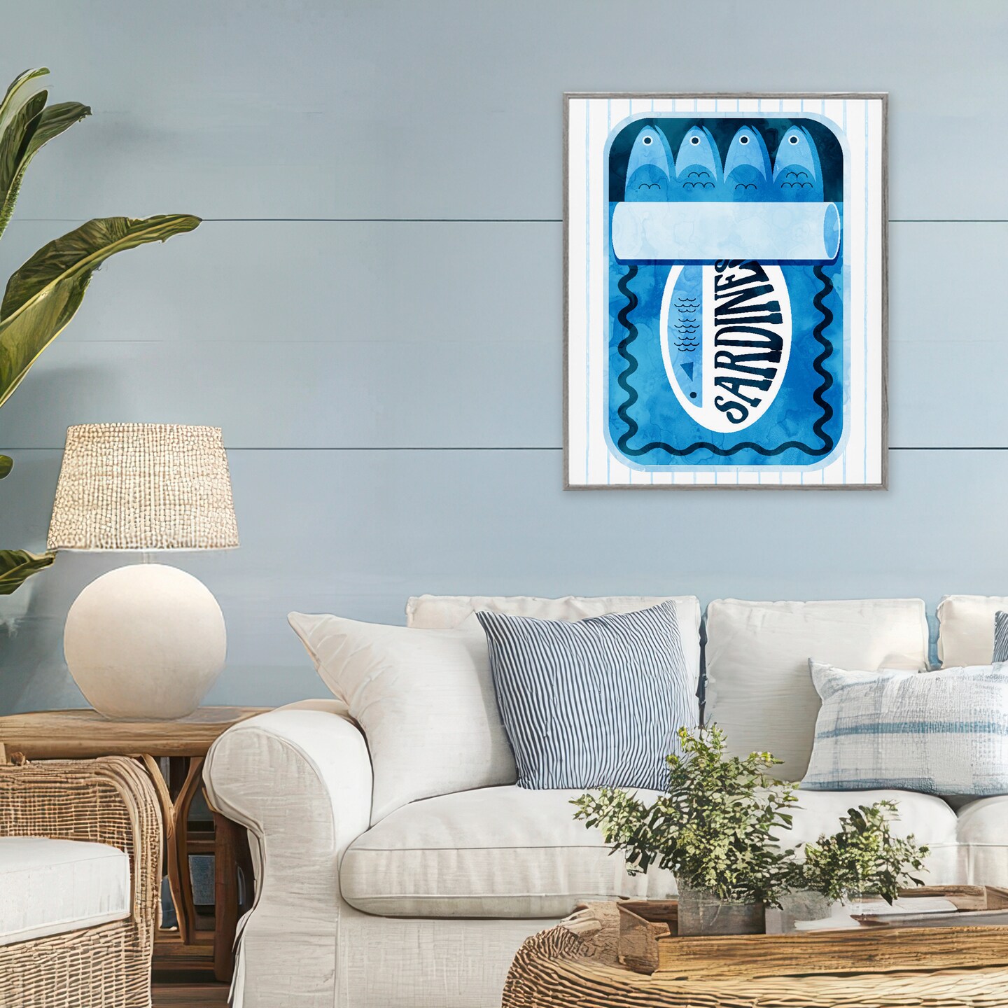 Stupell Industries Blue Canned Sardines Framed Giclee, design by Lil' Rue