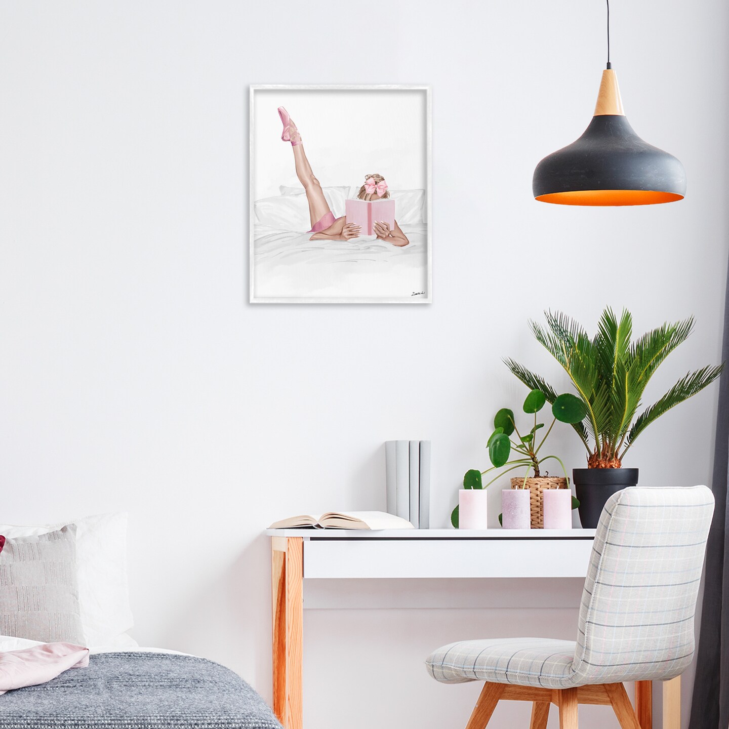 Stupell Industries Ballerina Girl Reading Book Framed Giclee, design by Ziwei Li
