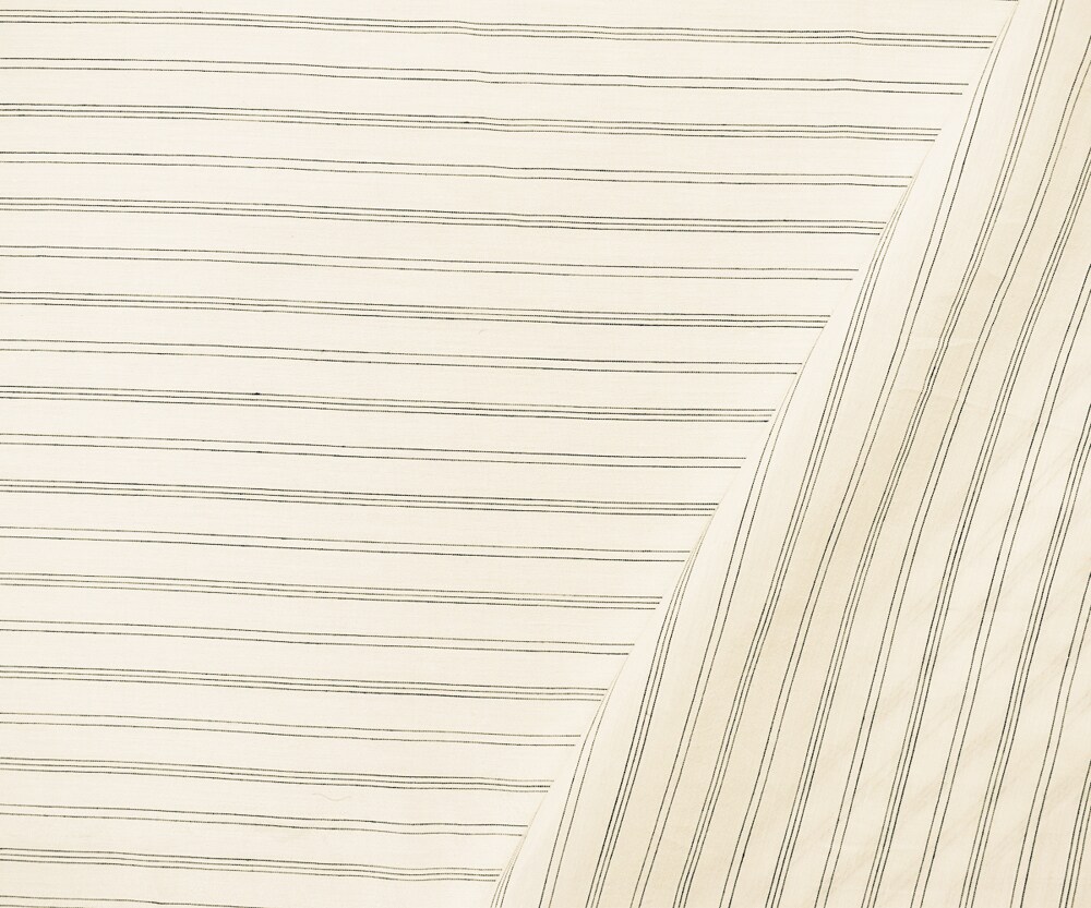 White-Black Rayon Japanese Horizontal Pinstripe Lawn Woven Fabric By the Yard