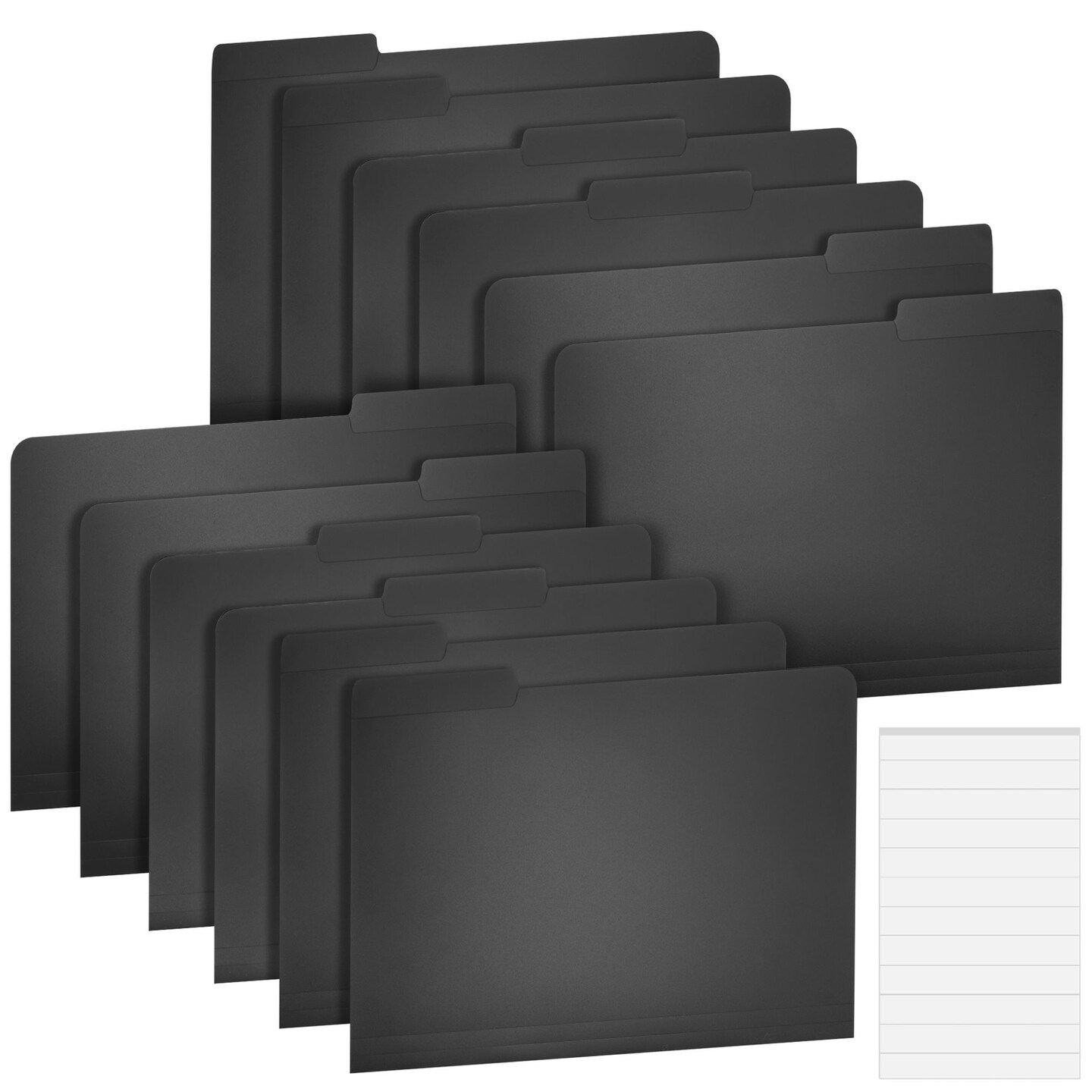 12 Pack Black File Folders - 3 Tab, 1/3 Cut File Folders Letter Size ...
