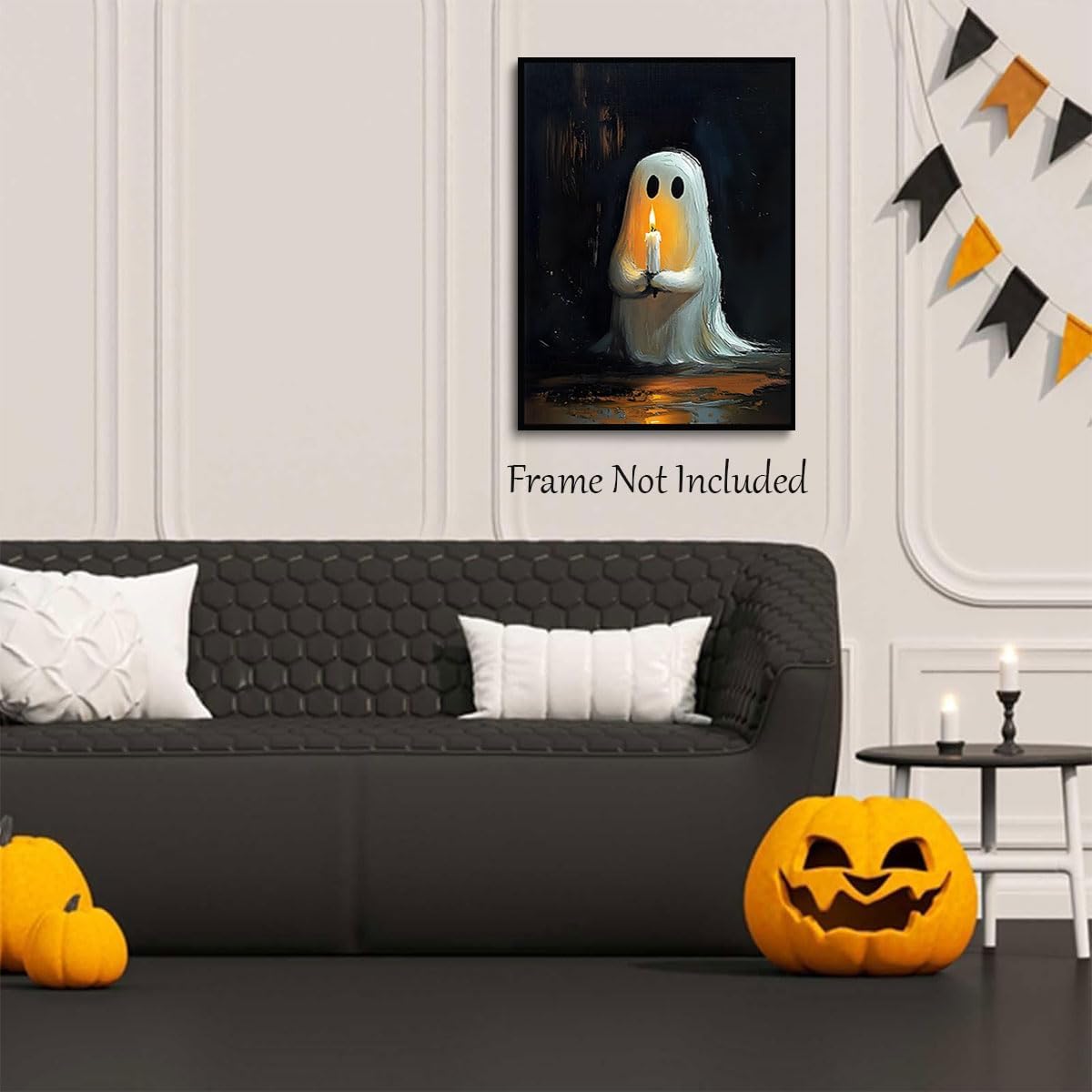 Spooky Halloween Wall Art - 12x16 Inch Poster (Ghost Candle)