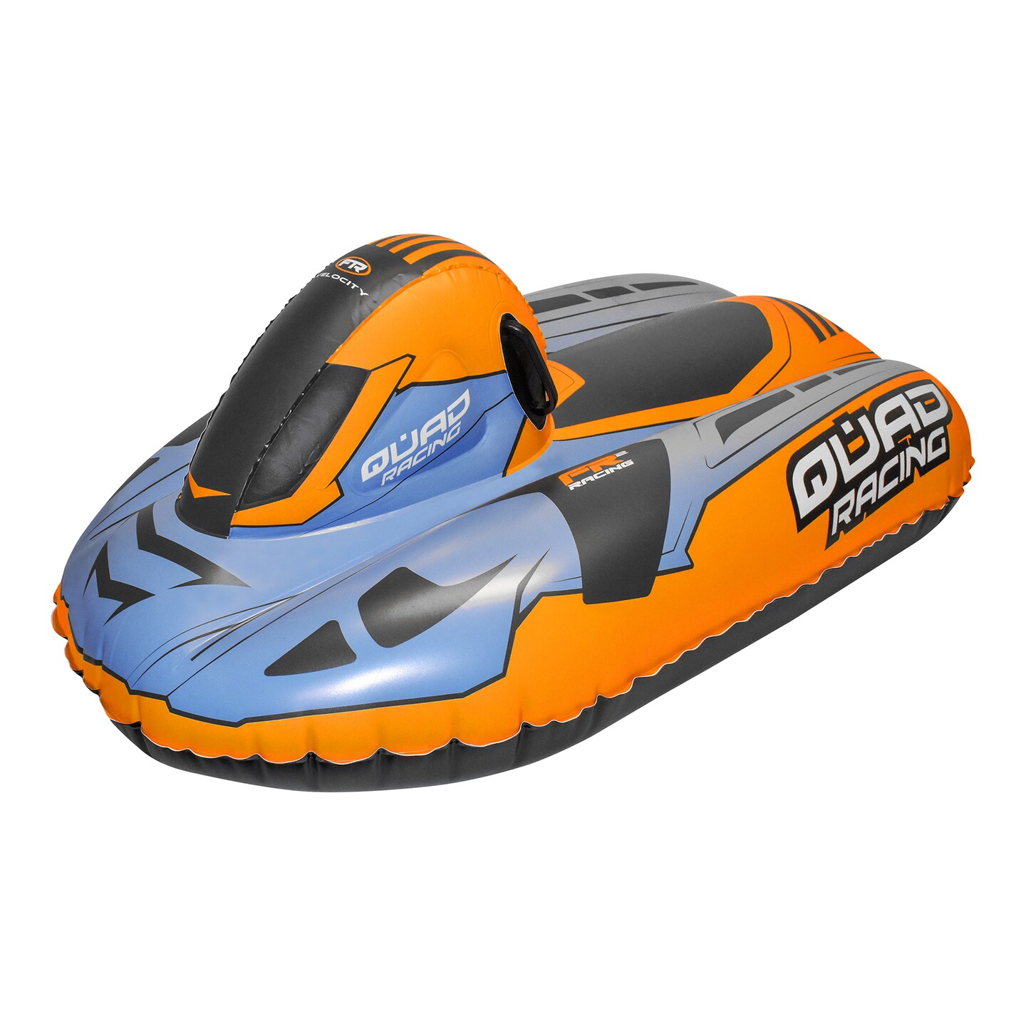 CocoNut Outdoor: Quad Racing Snowmobile Sled - Orange &#x26; Blue, 50x20&#x22; Inflatable Toboggan, Cold Resistant PVC, Outdoor, 200lb Cap, Kids-Teens-Adults 8+