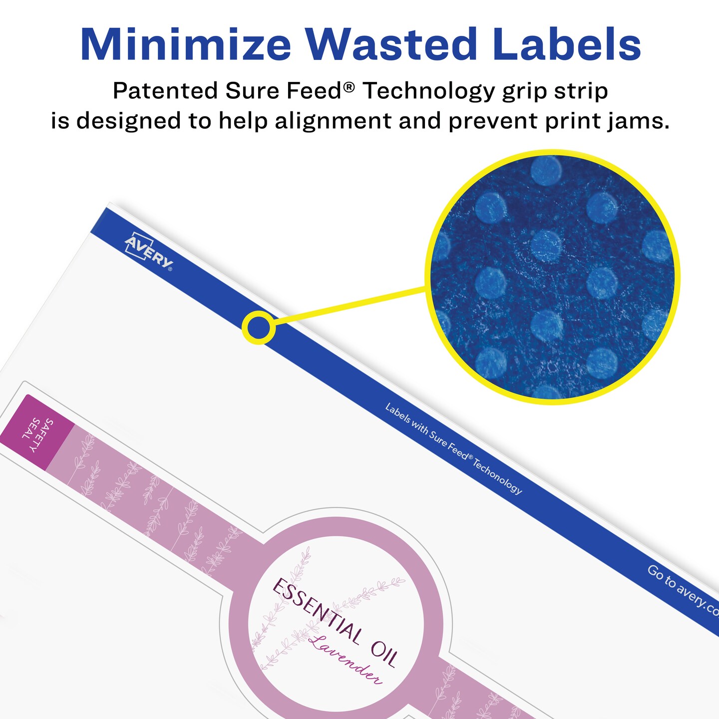 Avery Matte White Removable Wraparound Labels with Sure Feed Technology, Print-to-the-Edge, 1.5" x 7.75"