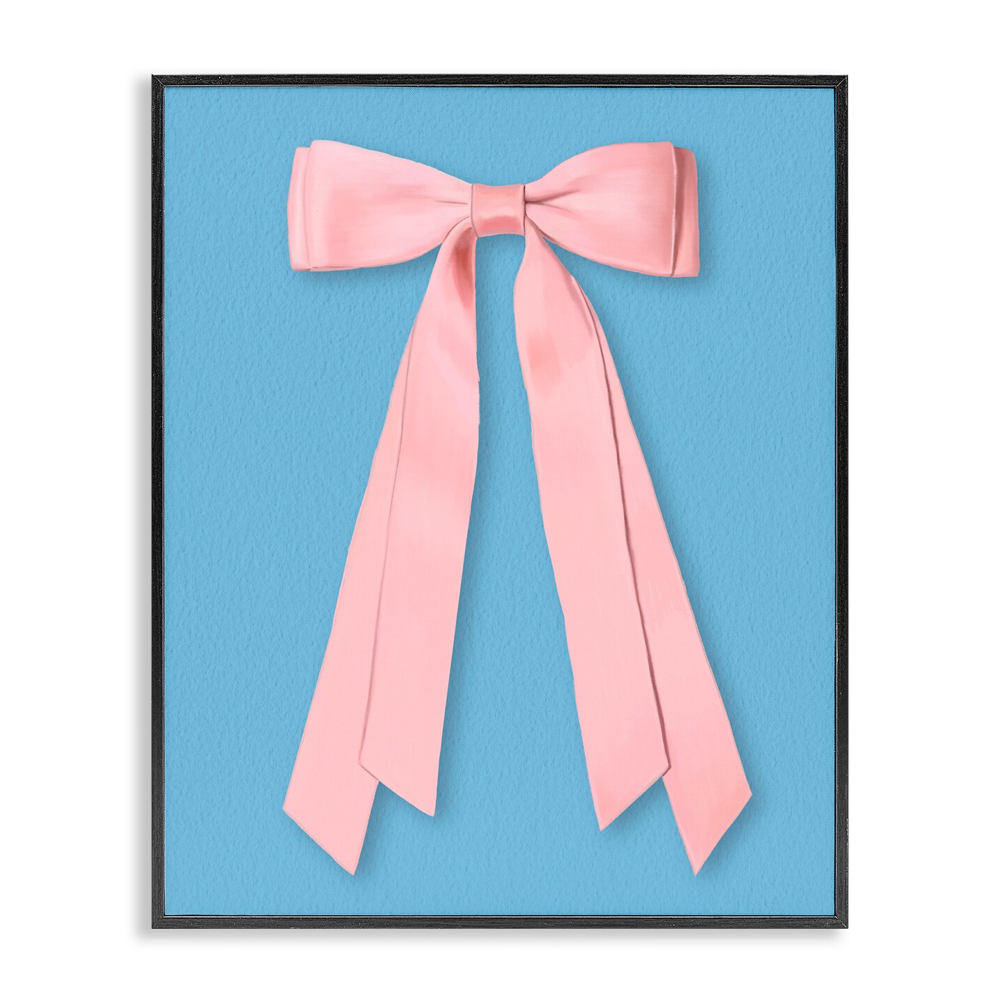 Stupell Industries Pink Satin Bow on Blue Framed Giclee, design by Jilly Jack Designs