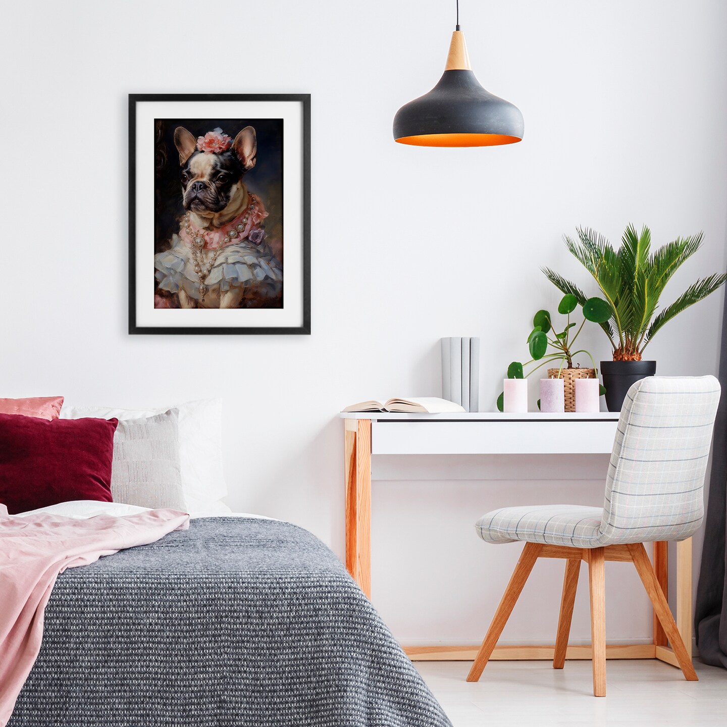 Stupell Industries Regal Frenchie Victorian Era Framed Print Under Glass, design by Wumples