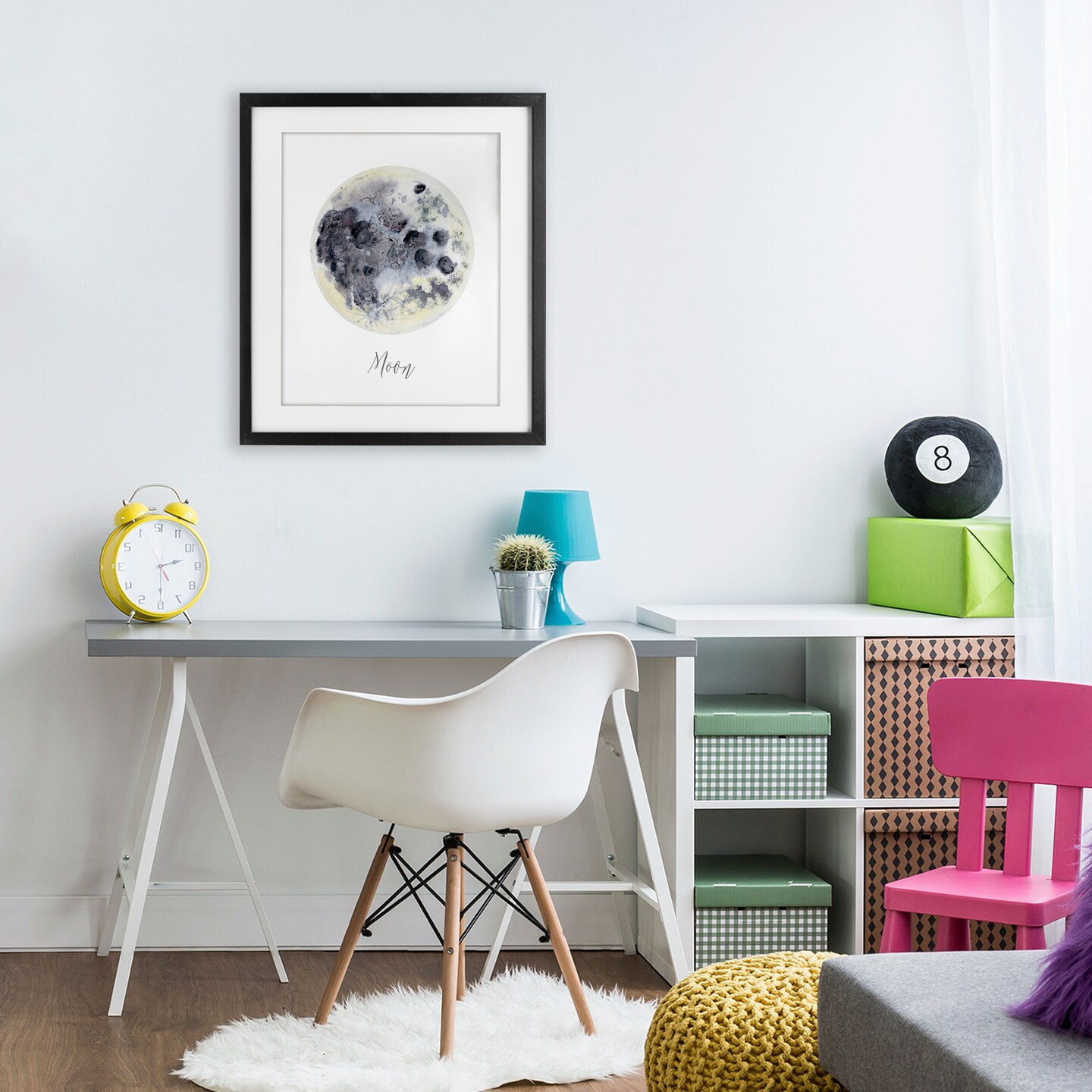Stupell Industries Dappled Watercolor Moon Framed Print Under Glass, design by Brett Blumenthal