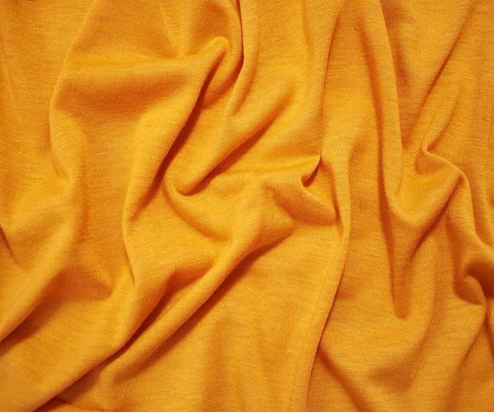 Mustard Yellow Poly Stretch Spandex Slub Jersey Knit Fabric By the Yard