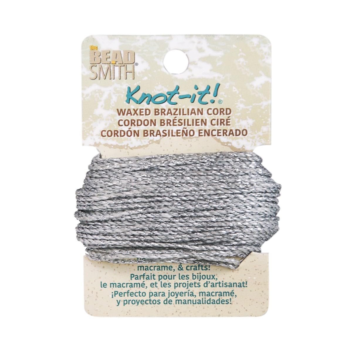 The Beadsmith Waxed Brazilian Cord, 0.7 mm Diameter, Light Wax, 15 Yards (13.7 m)