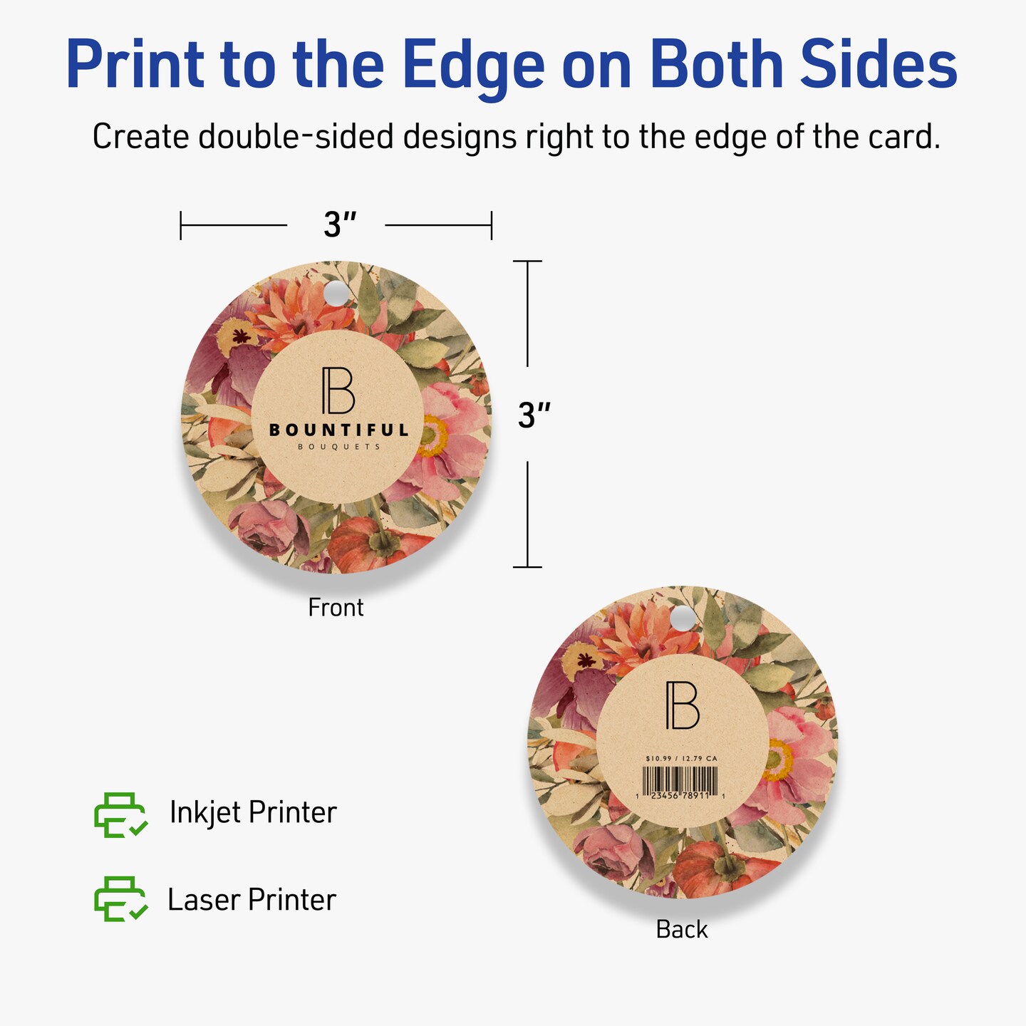 3&#x22; Diameter Round, Kraft Brown Printable Tags