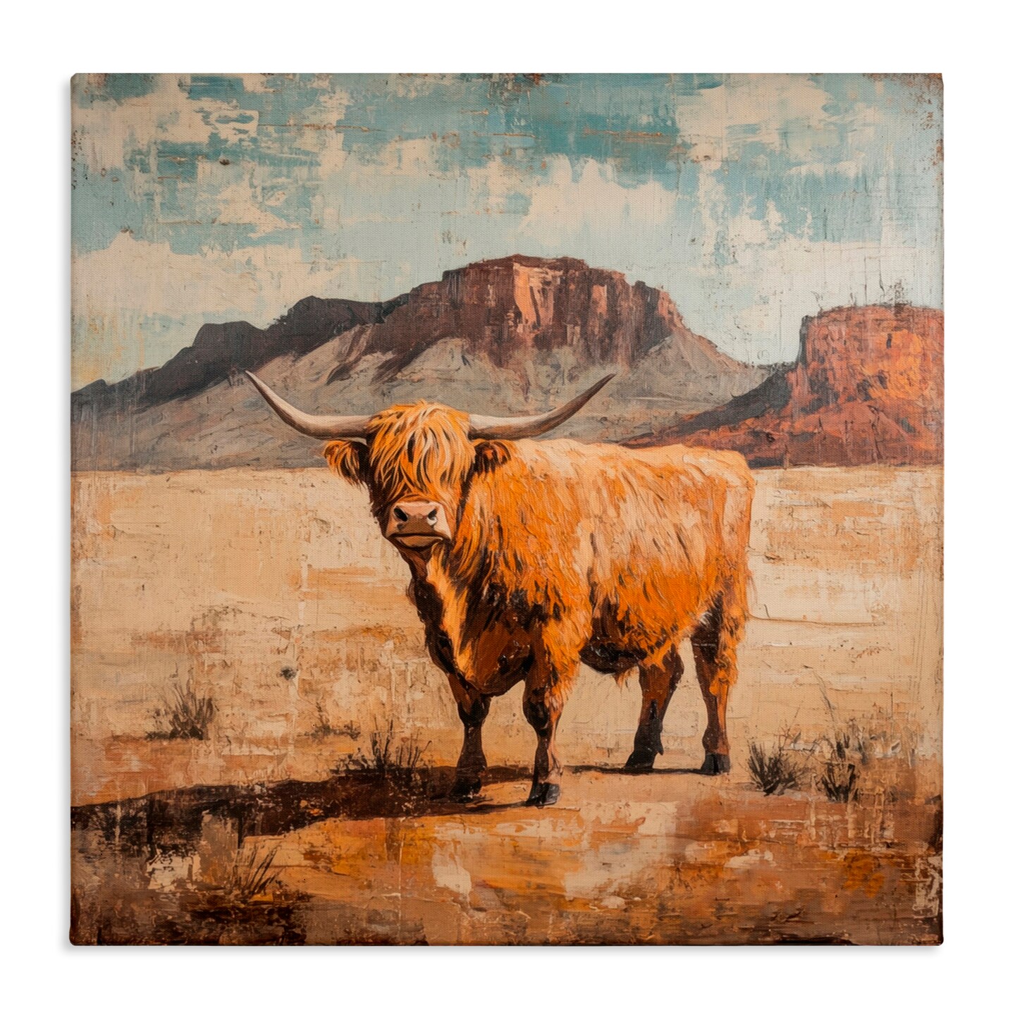 Stupell Industries Cow Of The Desert Canvas, design by Petal Prints Design