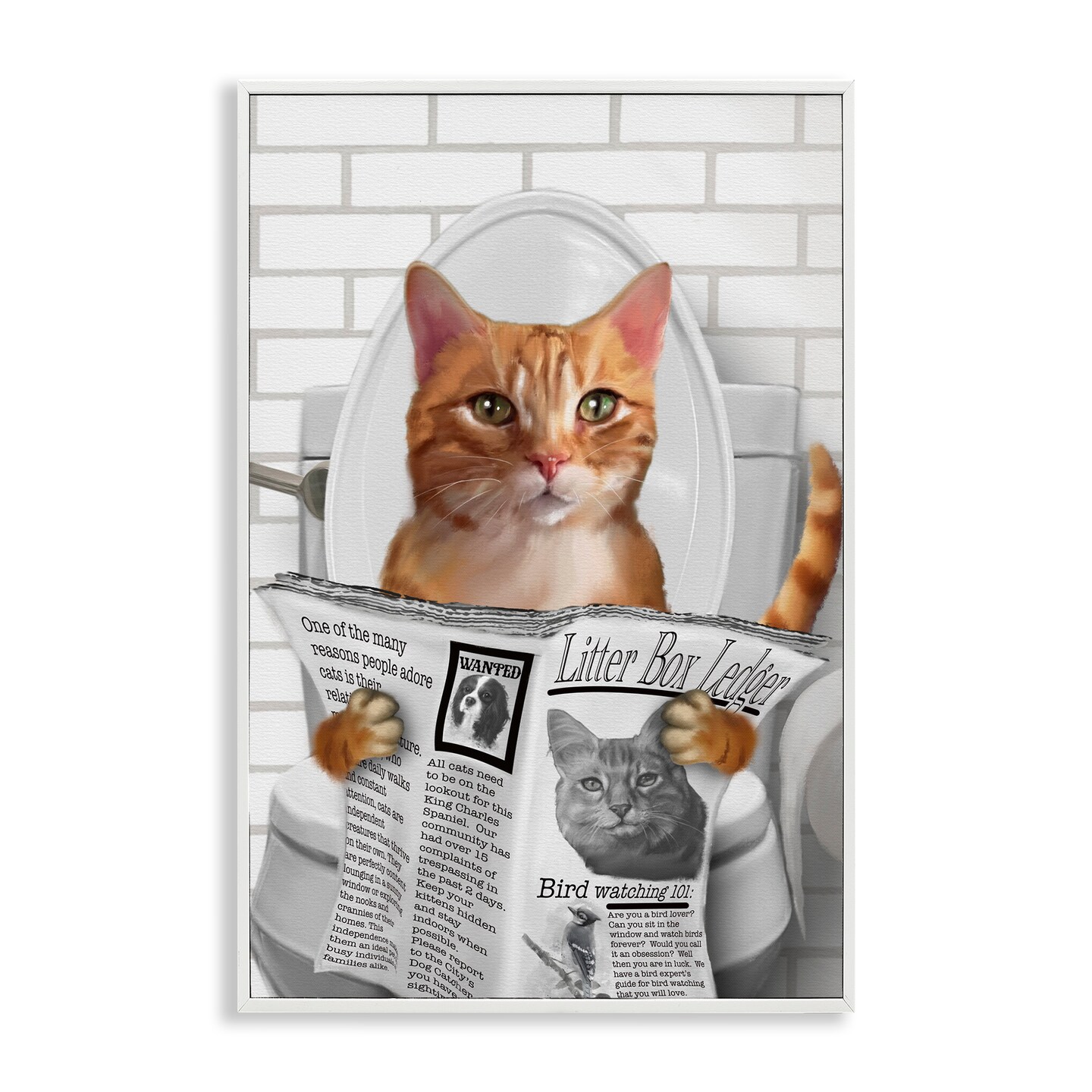 Stupell Industries Whimsy Cat on Toilet Framed Giclee, design by Matthew Piotrowicz