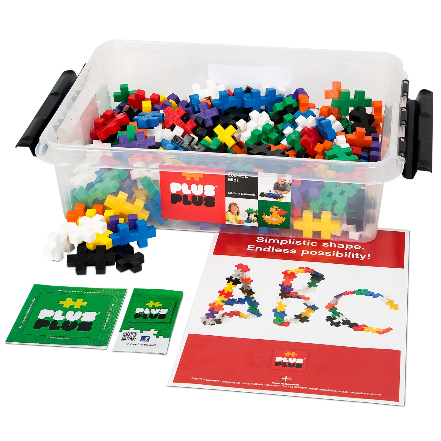Plus-Plus: BIG Tub - Basic Color Mix - 200 Pieces - Storage Tub, Construction Building STEM Toy, Large Puzzle Blocks, Preschool, Toddlers, Kid Ages 2+