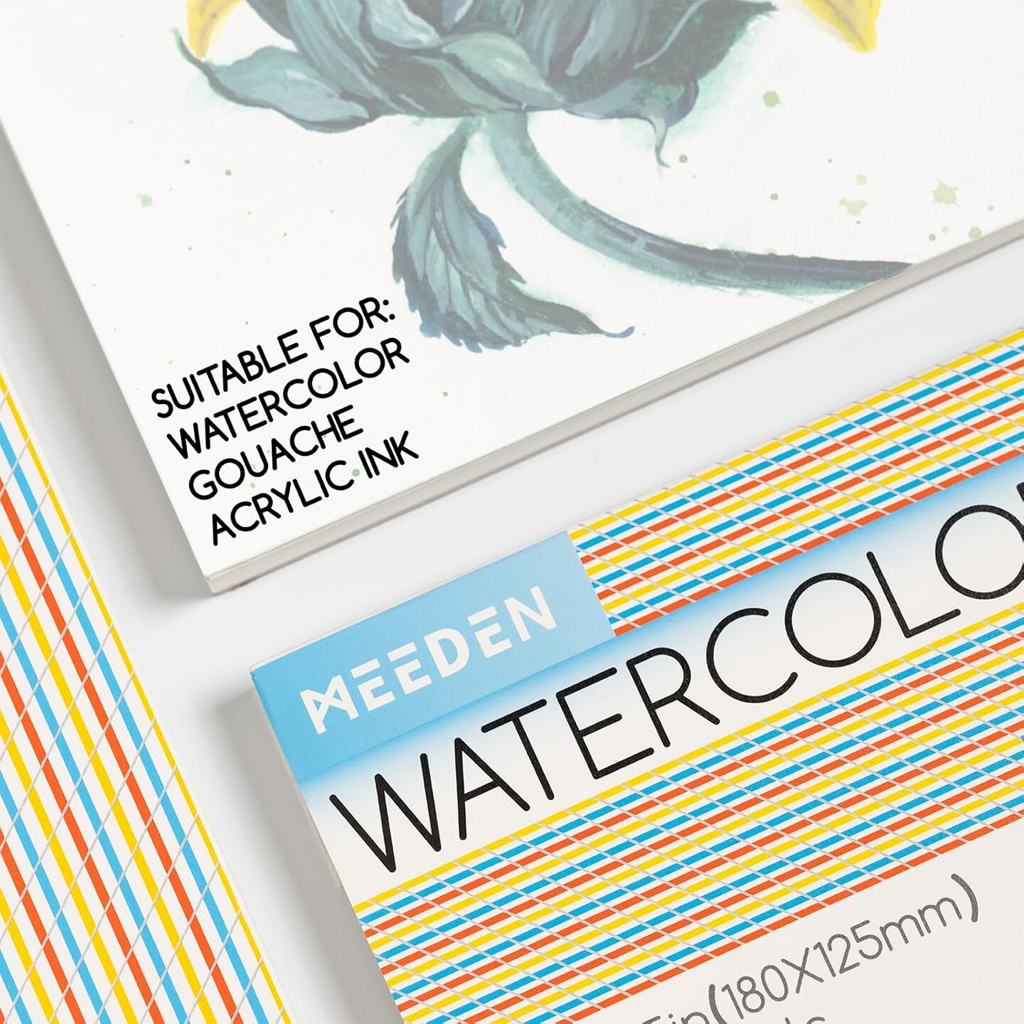 MEEDEN Watercolor Paper Block, 100% Cotton Watercolor Paper Pad of 20 Sheets, 140lb/300gms, Acid-Free Art Paper for Watercolor, Gouache, Ink and More, 9&#x22; x 12&#x22; Cold Press