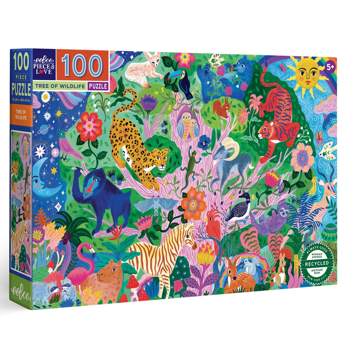 Eeboo Animal Color eeBoo: Tree of Wildlife - 100 Piece Puzzle - 27 x 18