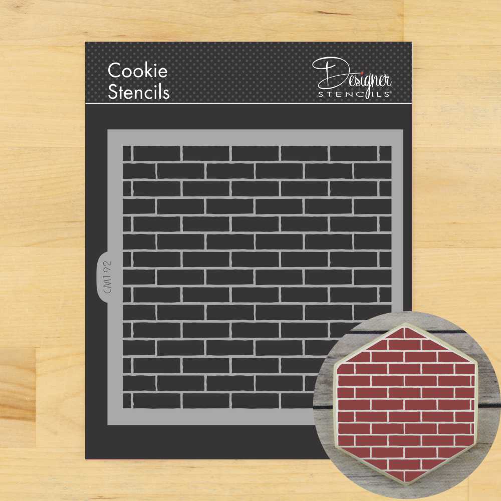 Brick Wall Cookie &#x26; Craft Stencil | CM192 by Designer Stencils | Cookie Decorating Tools | Baking Stencils for Royal Icing, Airbrush, Dusting Powder | Craft Stencils for Canvas, Paper, Wood | Reusable Food Grade Stencil