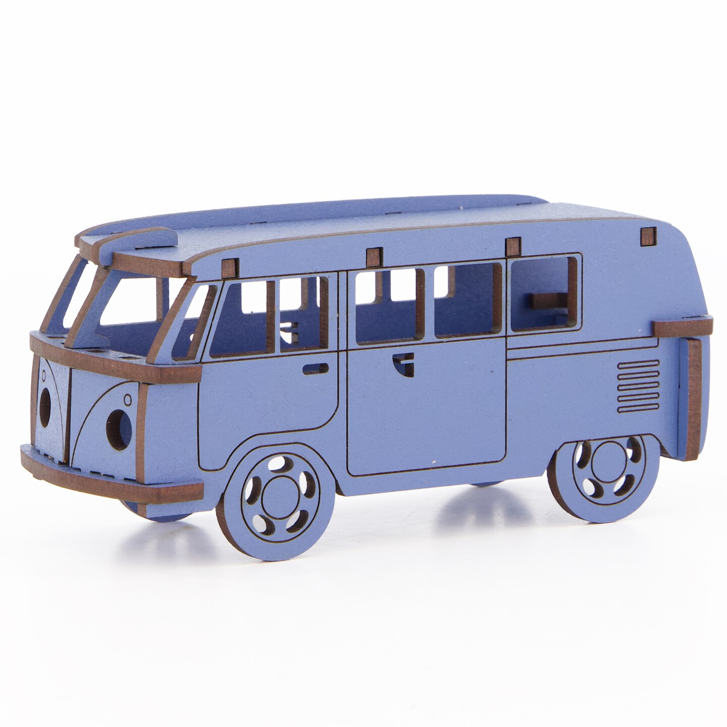 Little &#x26; Wood: Woodlet: Medium - Camper Van - Blue, 3D Wooden Vehicle Puzzle Kit, Easy Assembly Pop-Out Build Fun, Sustainably Sourced Wood, Ages 6+