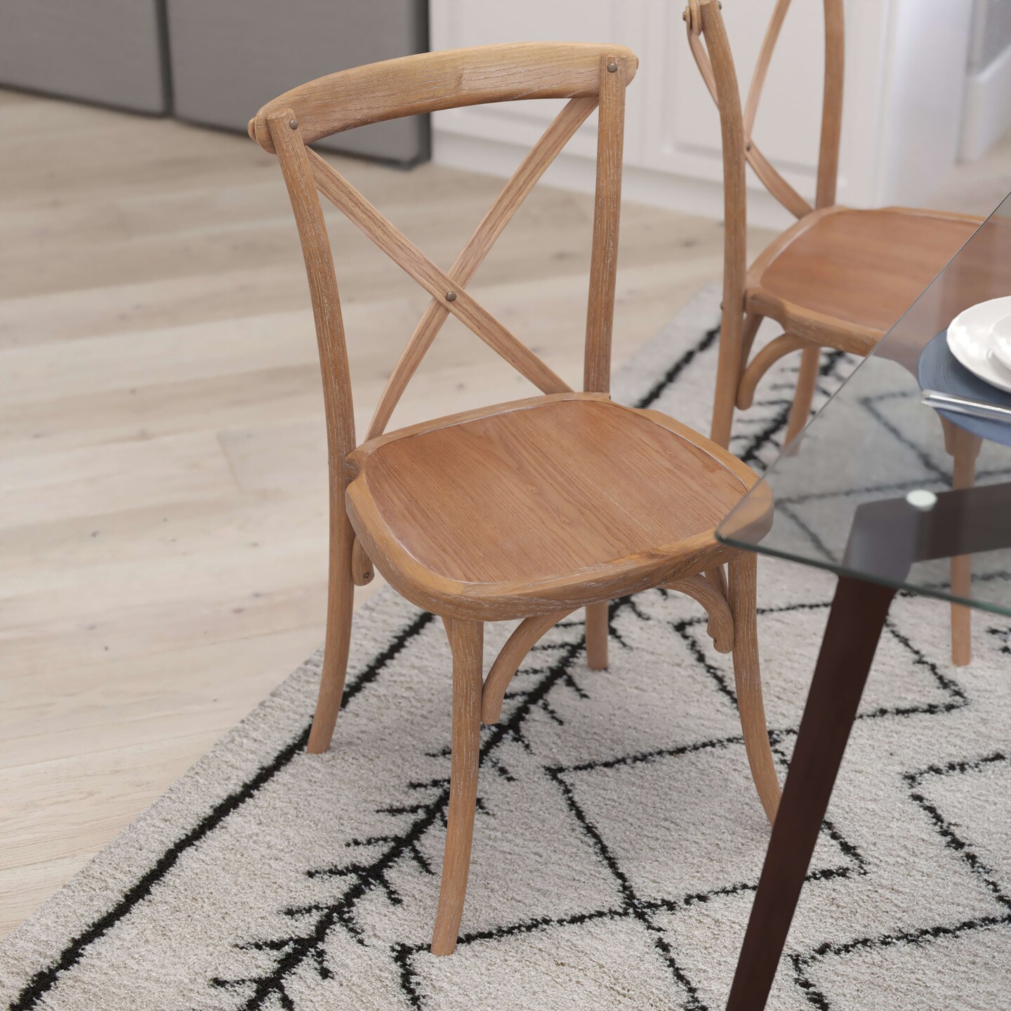 Merrick Lane Bardstown X-Back Bistro Style Wooden High Back Dining Chair