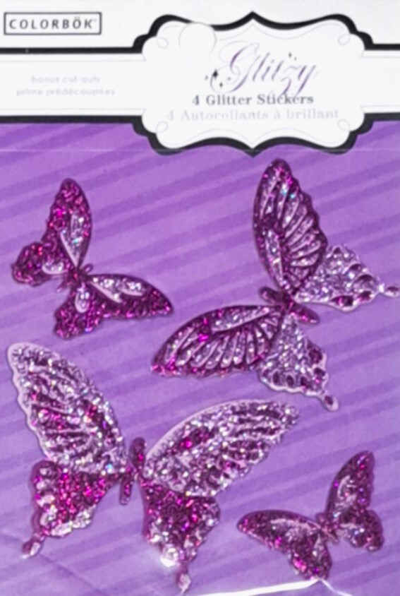 Colorbok Glitzy Glittered Butterflies Chipboard Stickers