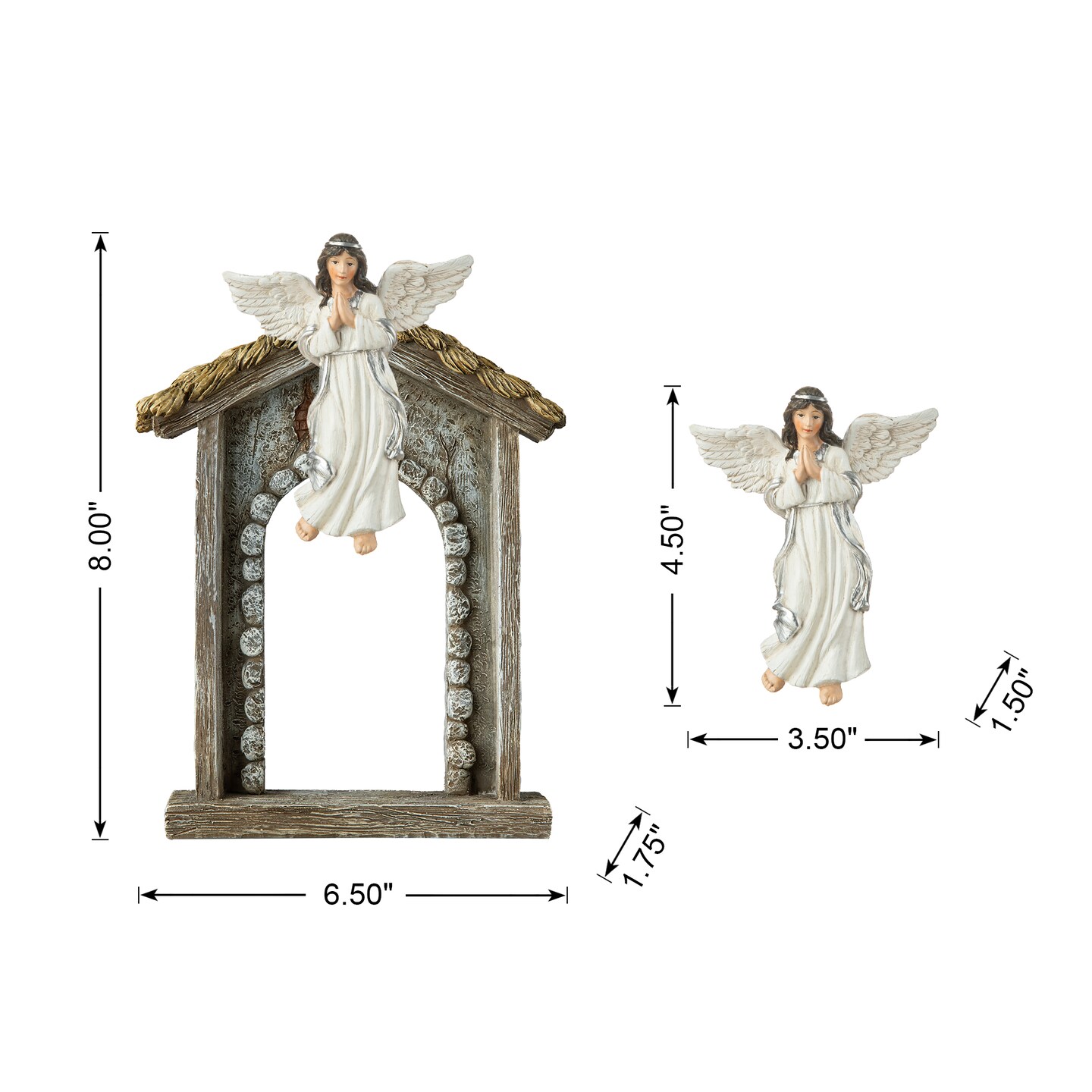 Set of 2 11pcs Ivory Resin Nativity Figurine Set