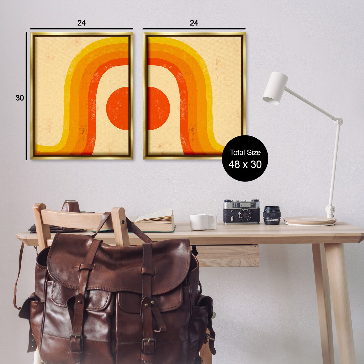 Stupell Industries Sun Setting Under Warm Tone Rainbow Framed Floater Canvas Wall Art