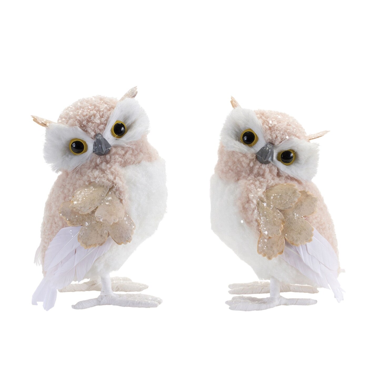 Melrose Glittered Winter Owl Shelf Sitter Figurines - 7.75&#x22; - Set of 6