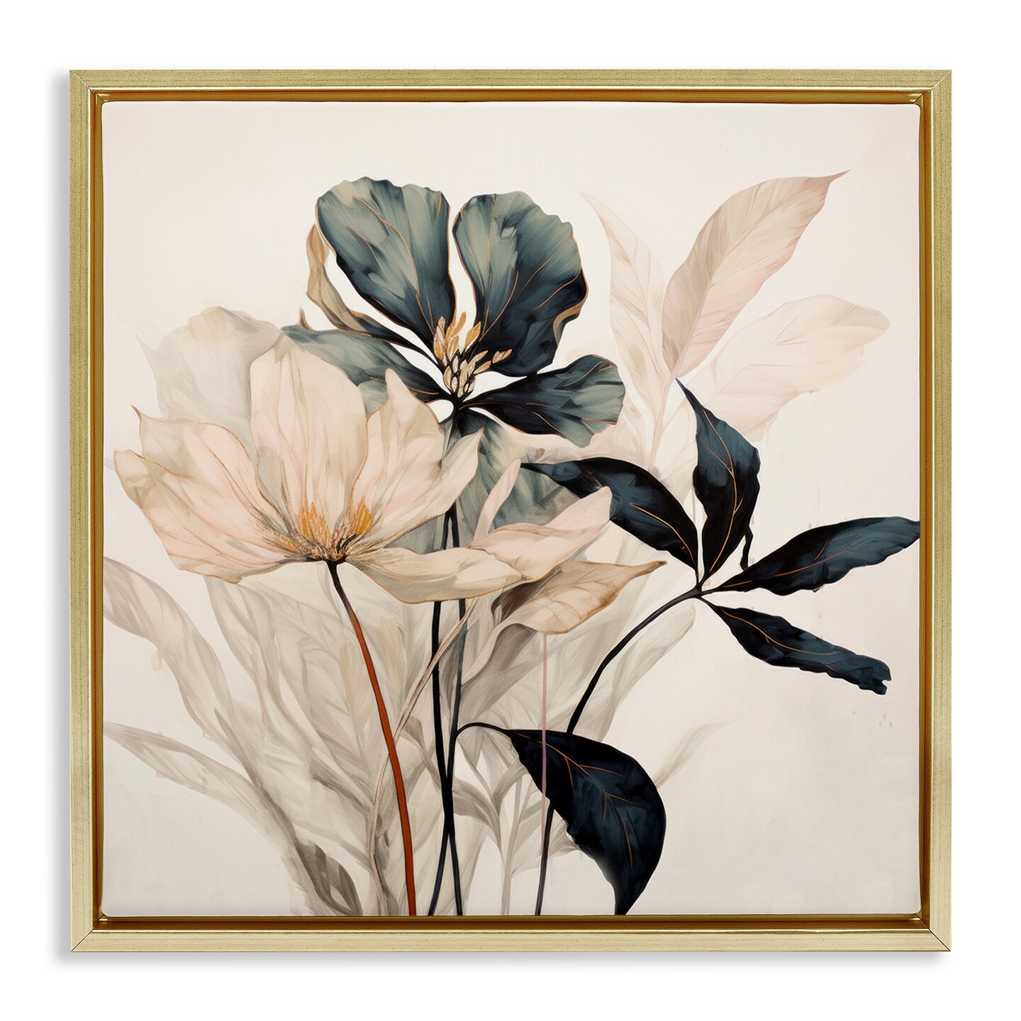 Stupell Industries Lovely Muted Blooms Framed Floater Canvas Wall Art Design by Lazar Studio