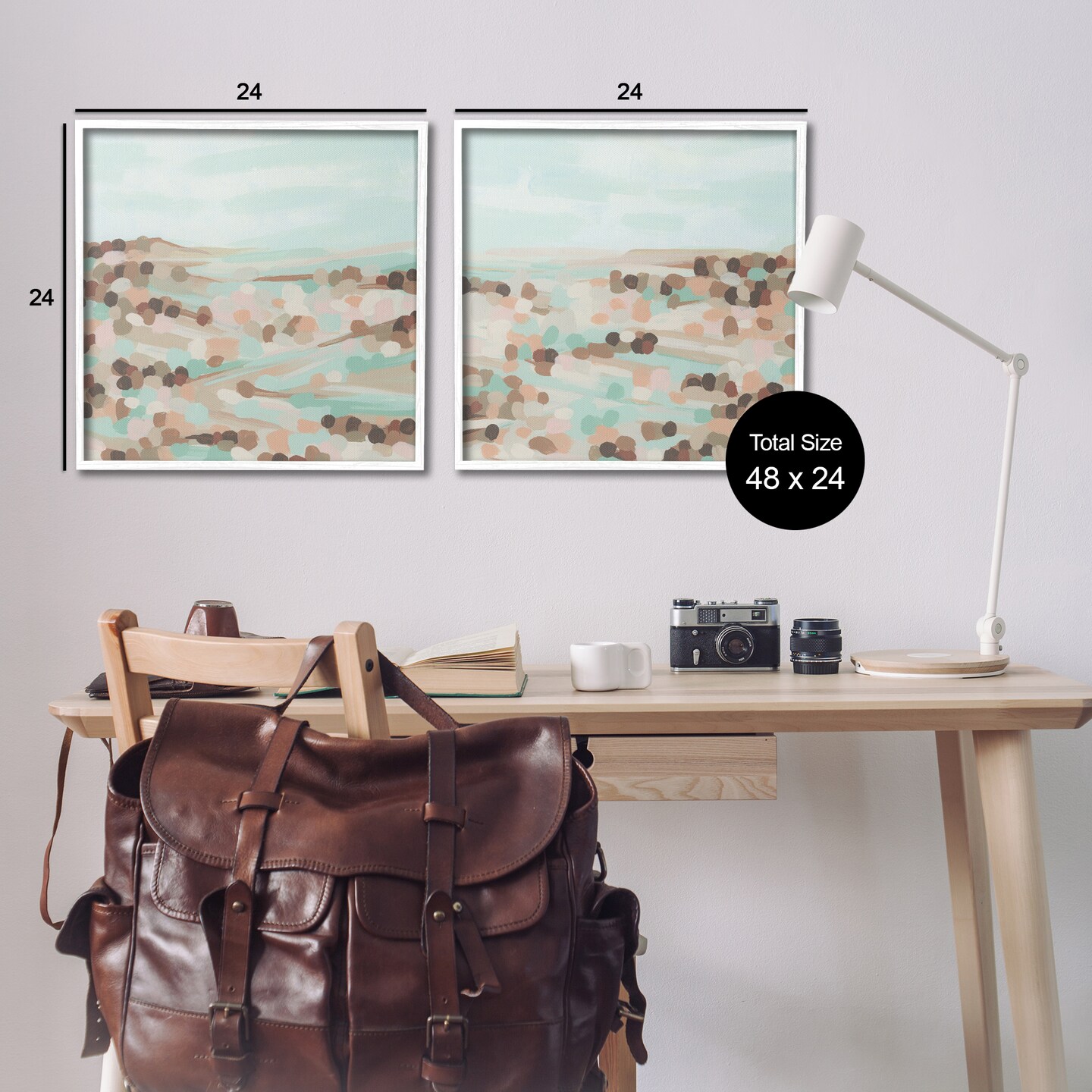 Stupell Industries Mint Pastel Abstract Vista 2 pc Framed Giclee Wall Art Set Design by June Erica Vess