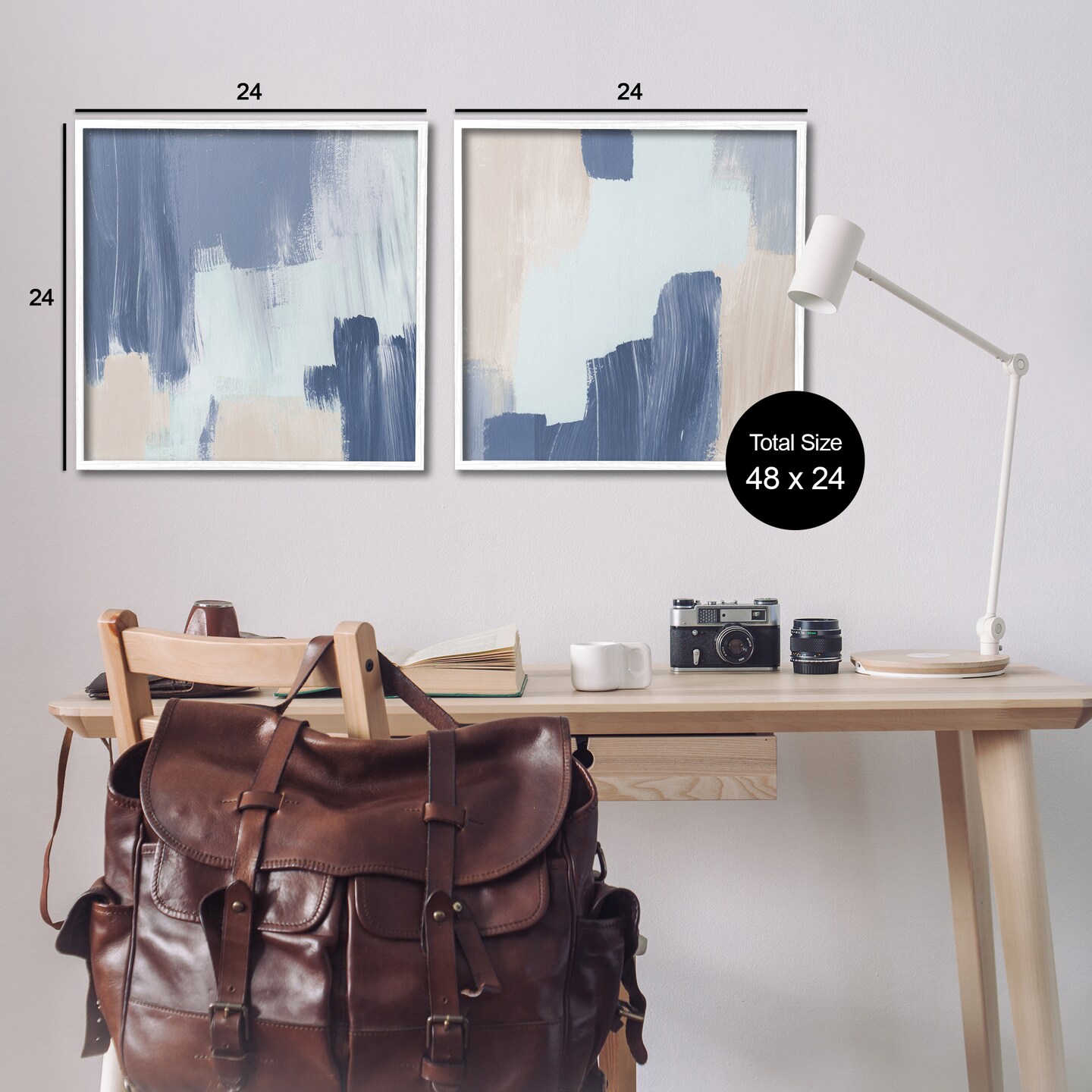 Stupell Industries Restless Blue Brush Strokes 2 pc Framed Giclee Wall Art Set Design by Lucille Price