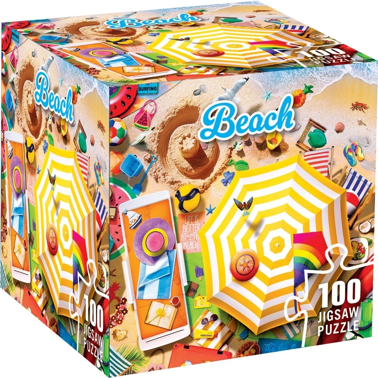 Beach 100 Piece Jigsaw Puzzle Eco-Friendly Colorful Fun In The Sun Design