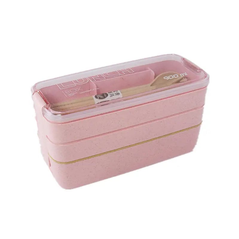 3-Layer Stackable Bento Box Japanese Lunch Box Kit With Spoon And Fork