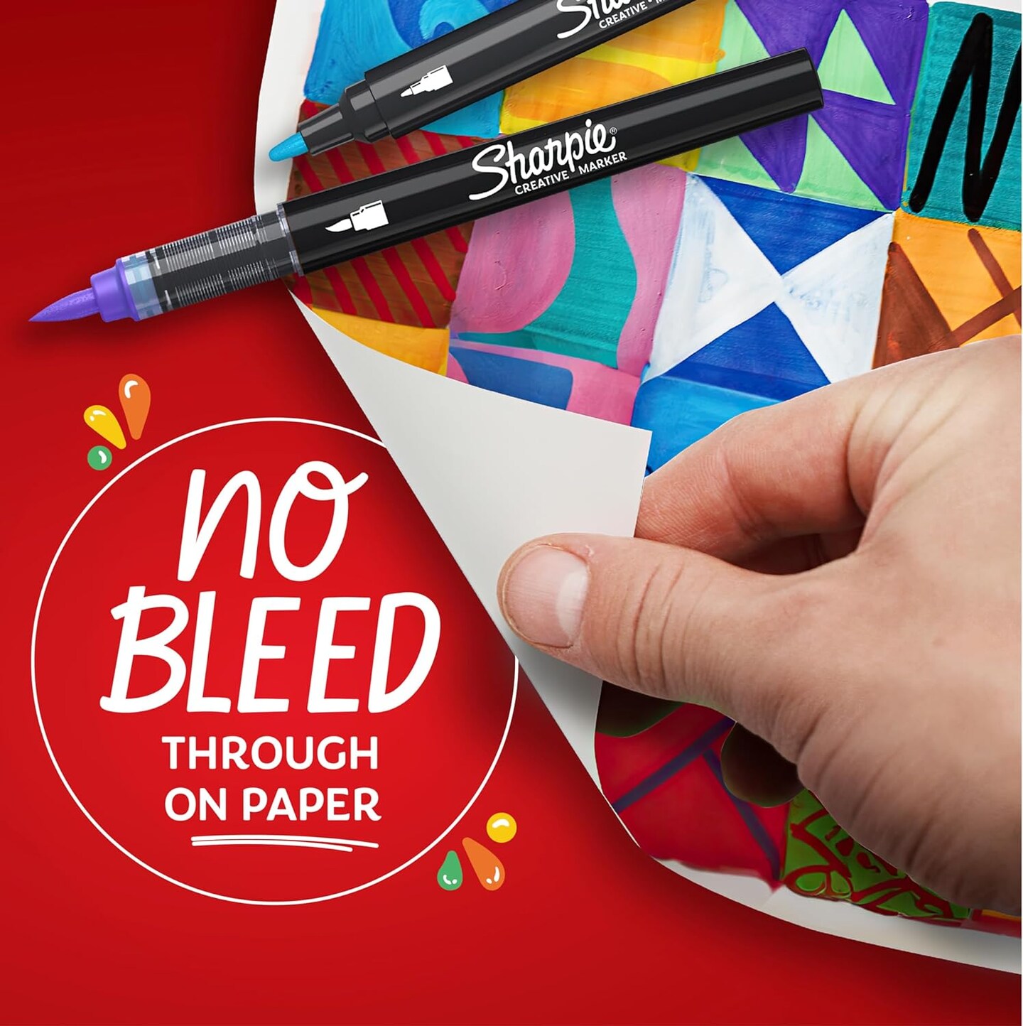 Sharpie Acrylic Creative Markers, Brush Tip, Vibrant Assorted Colors, Non-Bleeding Water-Based Ink, Pack of 12