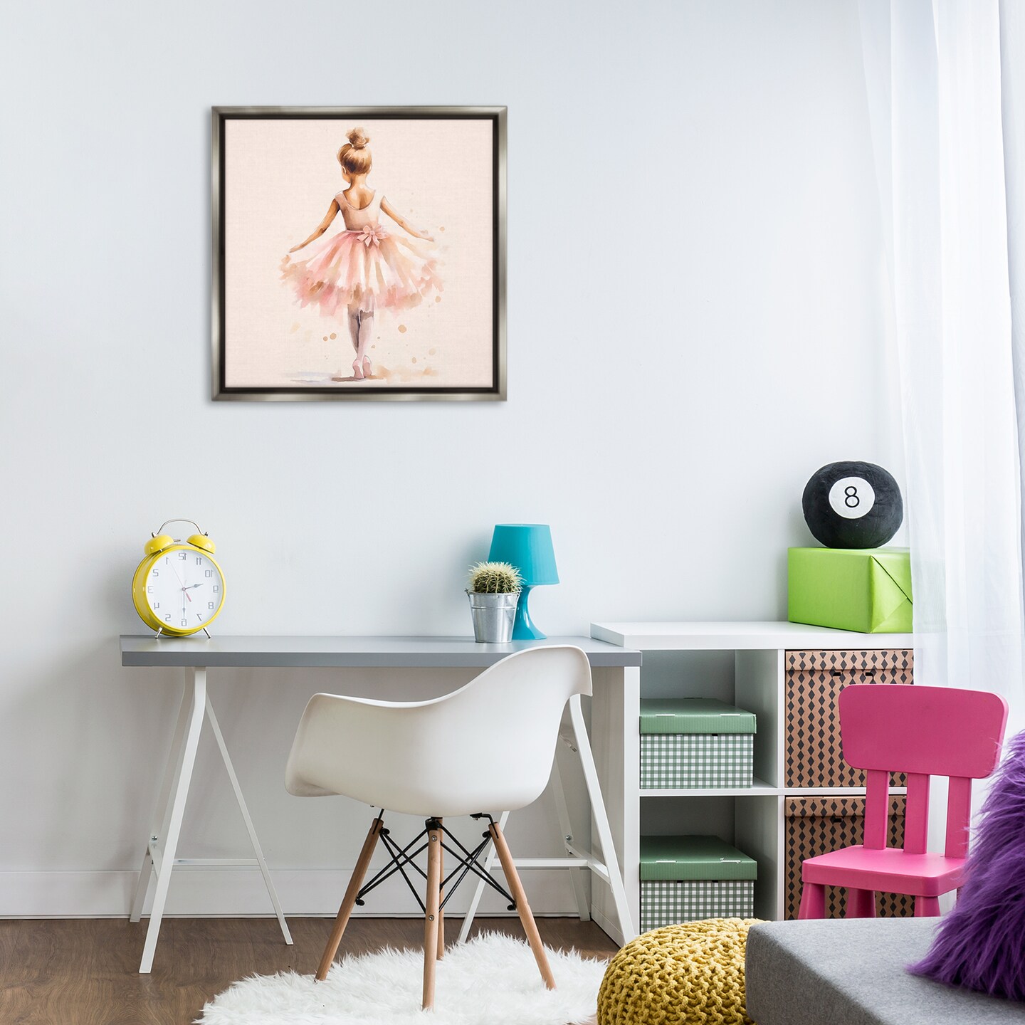 Stupell Industries Stepping Ballerina in Tutu Framed Floater Canvas Wall Art Design by Andrea Haase